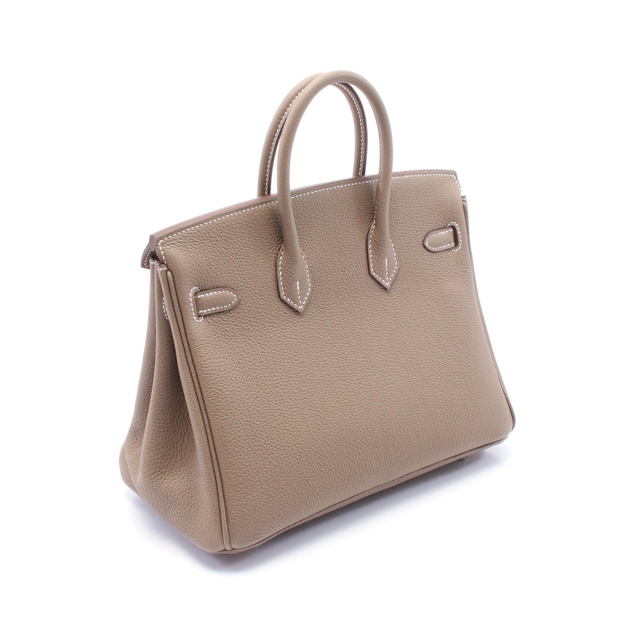 Hermes Hermes Birkin 25 Etoupe Handbag Togo Gray Brown Silver Hardware Double Engraved Size ONE SIZE - 2 Thumbnail