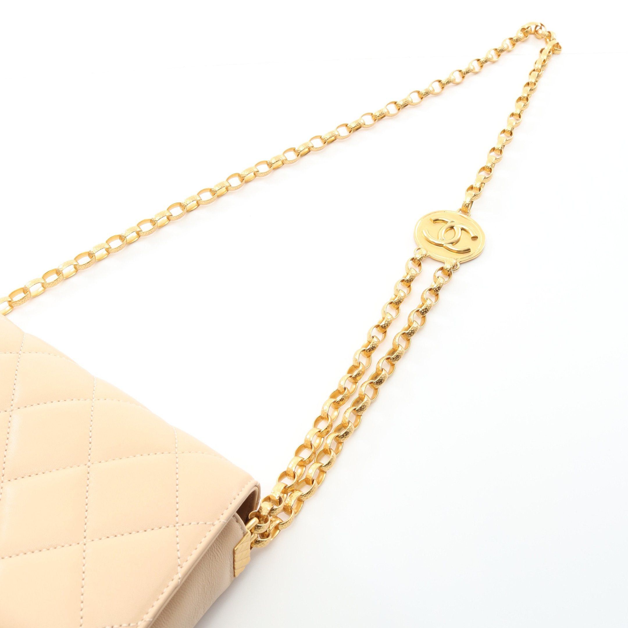 Chanel Chanel Matelasse Coin Motif Chain Shoulder Bag Lambskin Beige Gold Hardware Size ONE SIZE - 7 Thumbnail