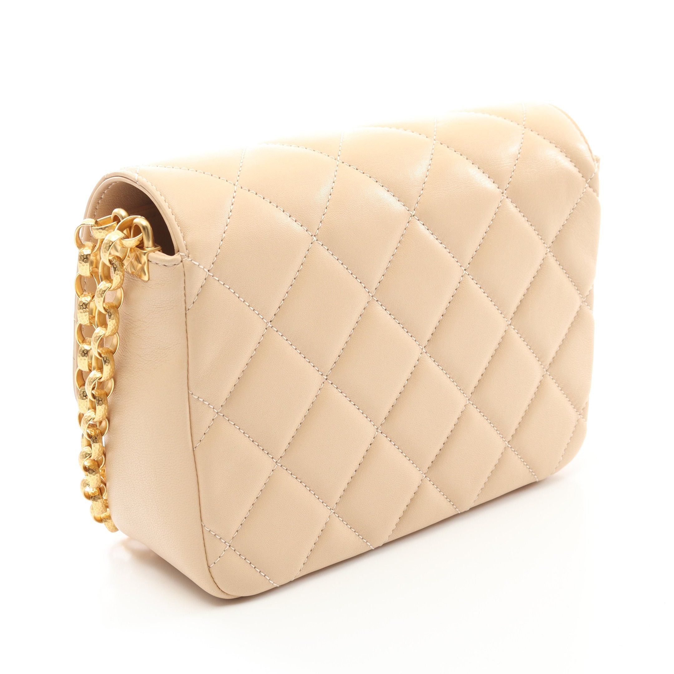 Chanel Chanel Matelasse Coin Motif Chain Shoulder Bag Lambskin Beige Gold Hardware Size ONE SIZE - 2 Thumbnail