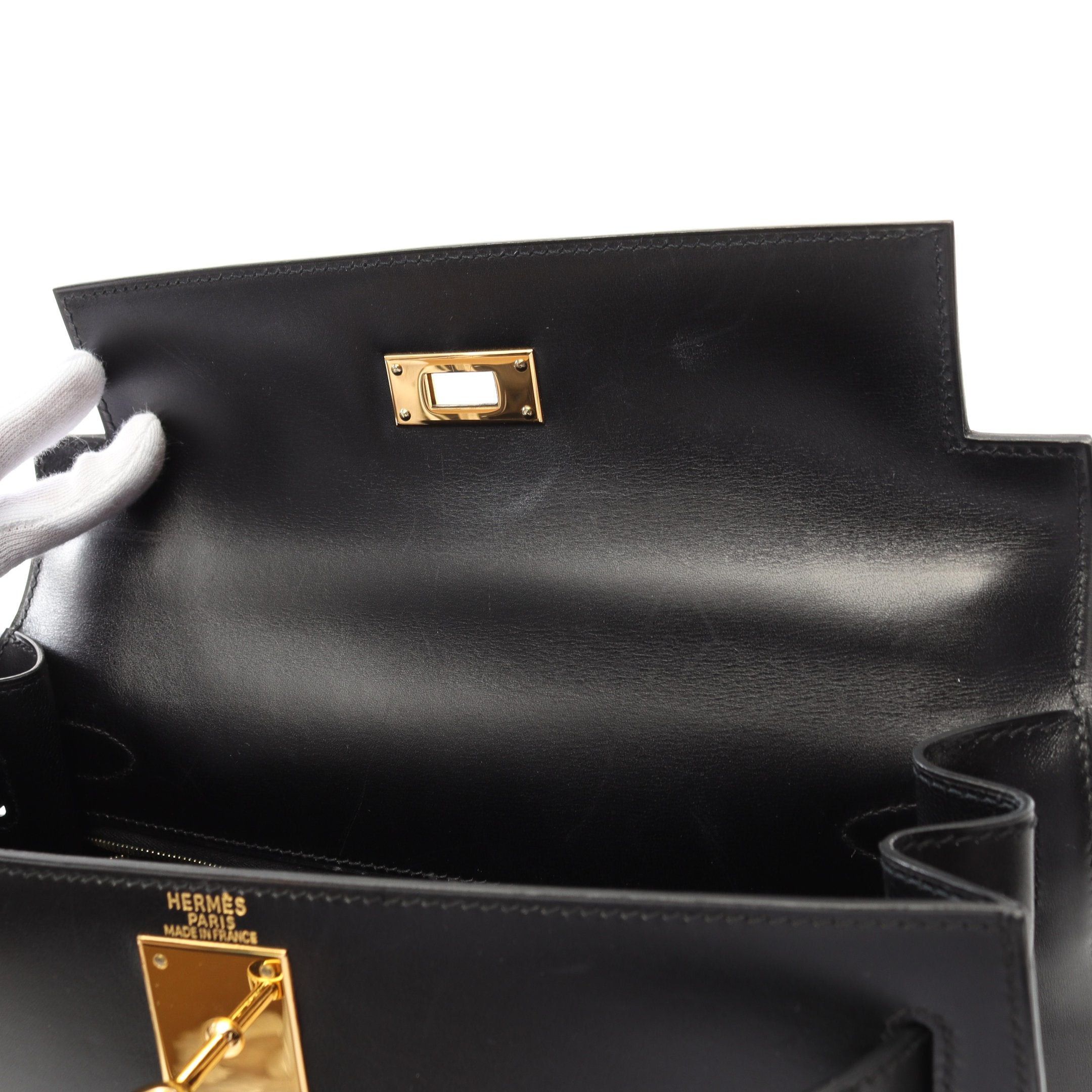 Hermes Hermes Kelly28 Handbag Box Calf Black Gold Hardware Outside Sewing Stamp Size ONE SIZE - 11 Thumbnail