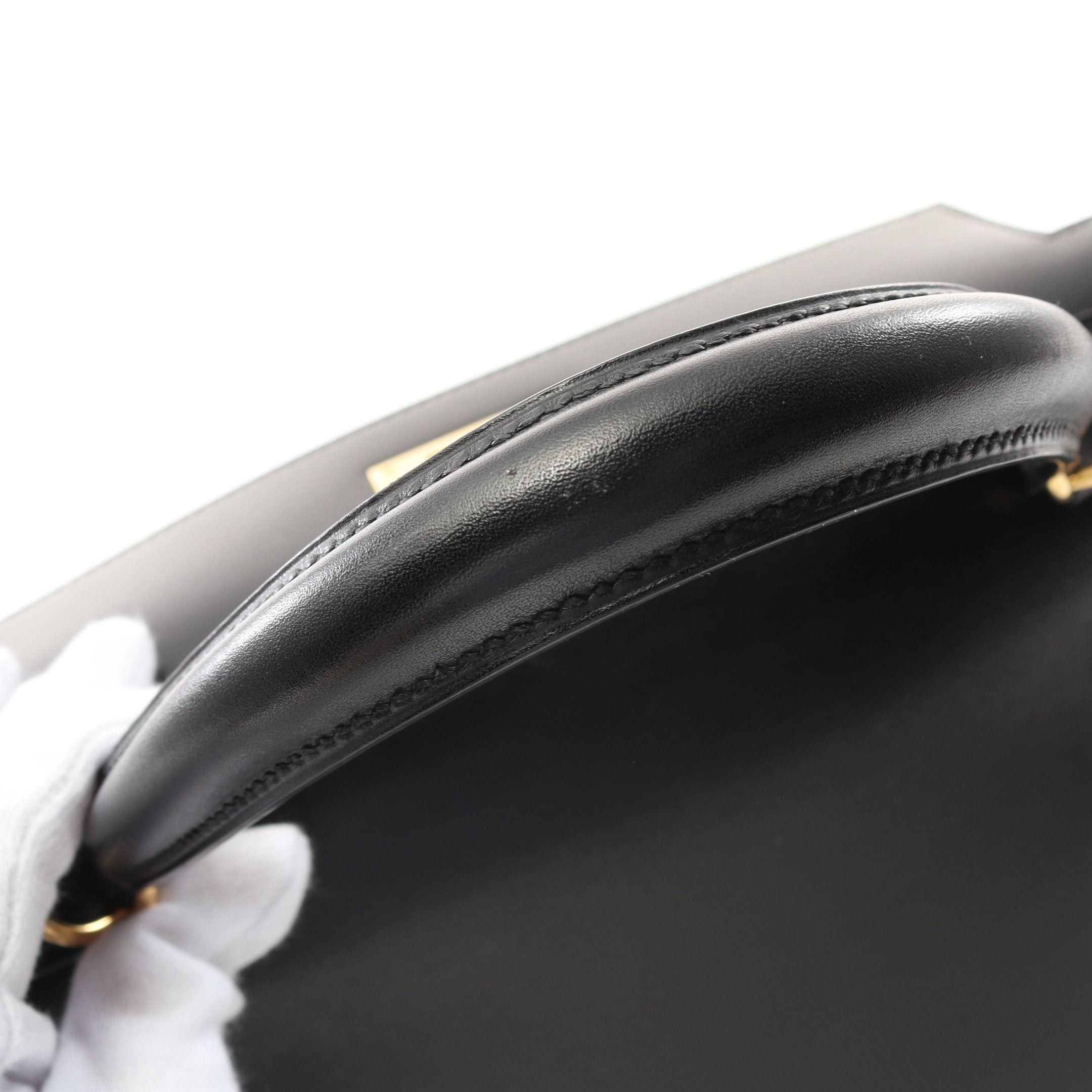 Hermes Hermes Kelly28 Handbag Box Calf Black Gold Hardware Outside Sewing Stamp Size ONE SIZE - 10 Thumbnail