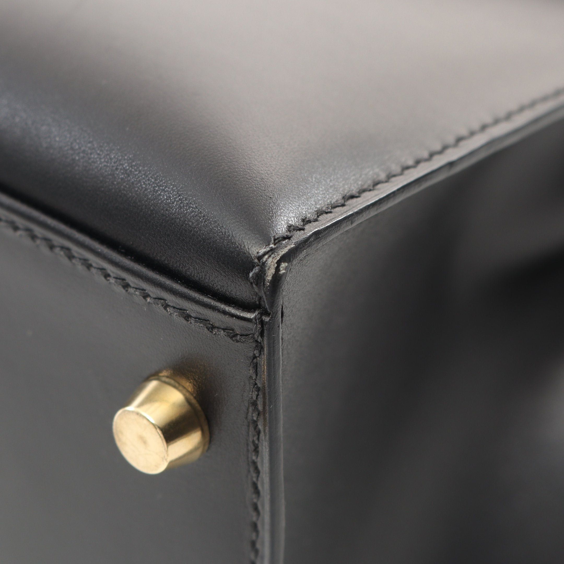 Hermes Hermes Kelly28 Handbag Box Calf Black Gold Hardware Outside Sewing Stamp Size ONE SIZE - 7 Thumbnail