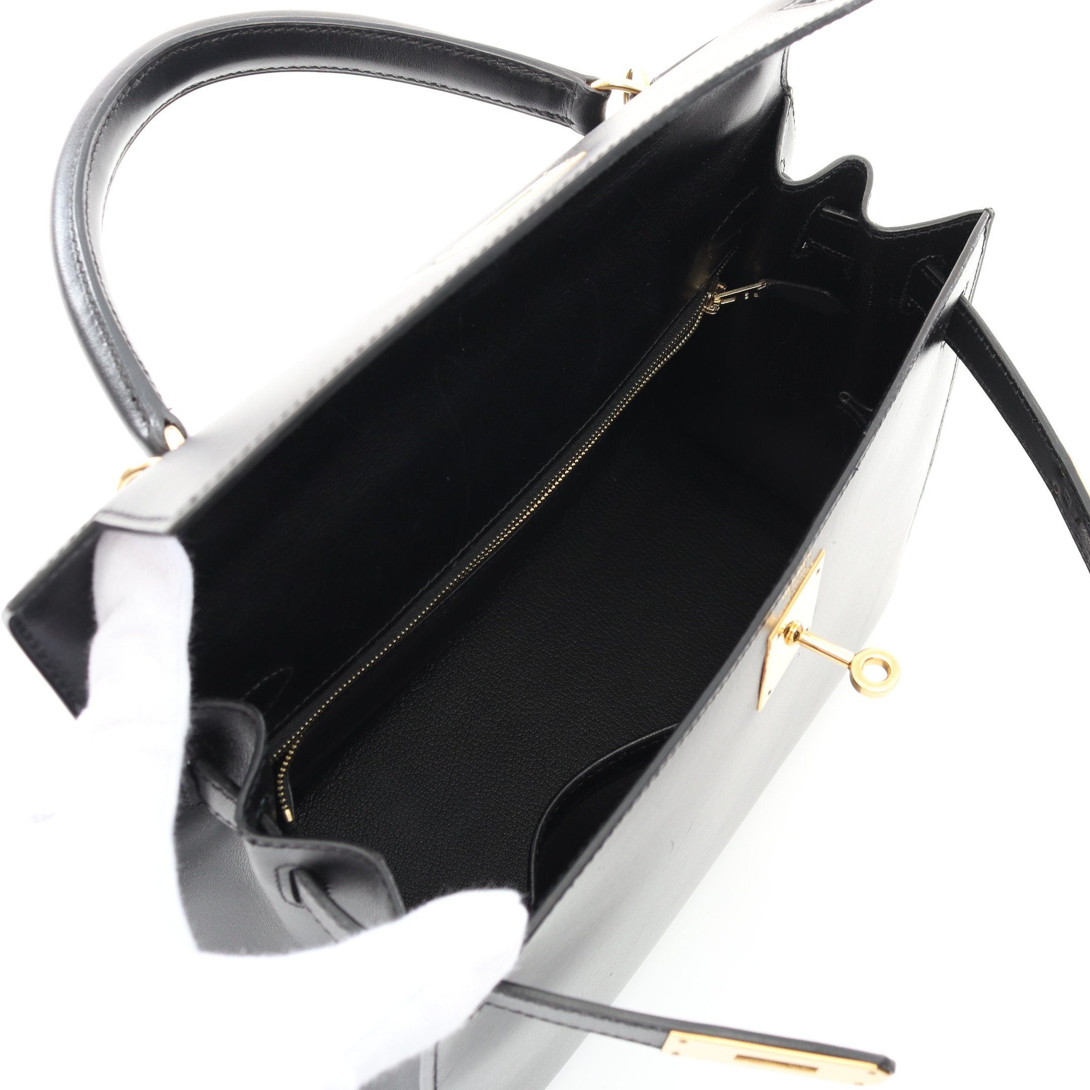 Hermes Hermes Kelly28 Handbag Box Calf Black Gold Hardware Outside Sewing Stamp Size ONE SIZE - 3 Thumbnail