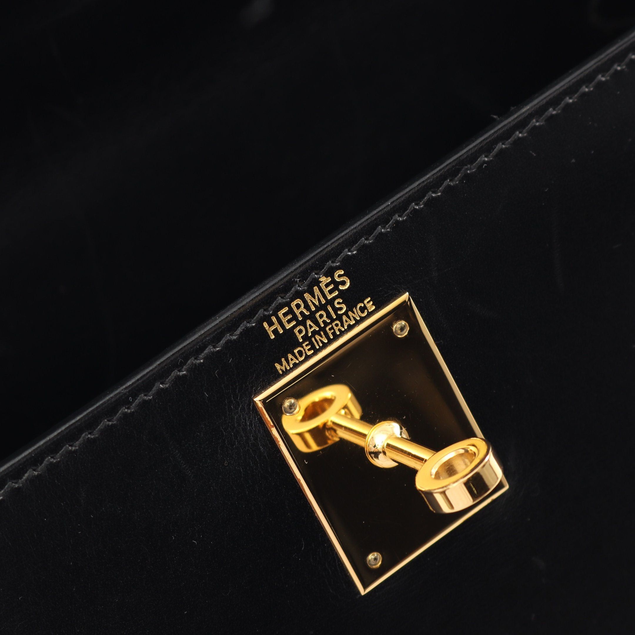 Hermes Hermes Kelly28 Handbag Box Calf Black Gold Hardware Outside Sewing Stamp Size ONE SIZE - 4 Thumbnail