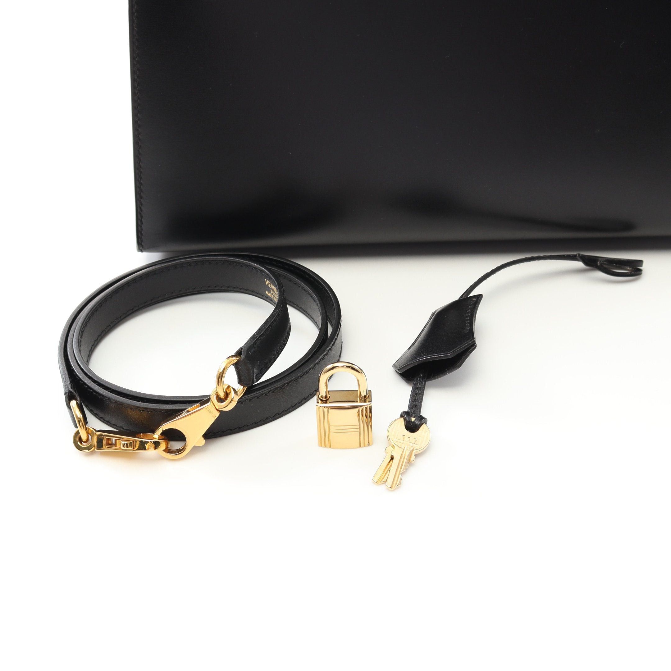 Hermes Hermes Kelly28 Handbag Box Calf Black Gold Hardware Outside Sewing Stamp Size ONE SIZE - 6 Thumbnail