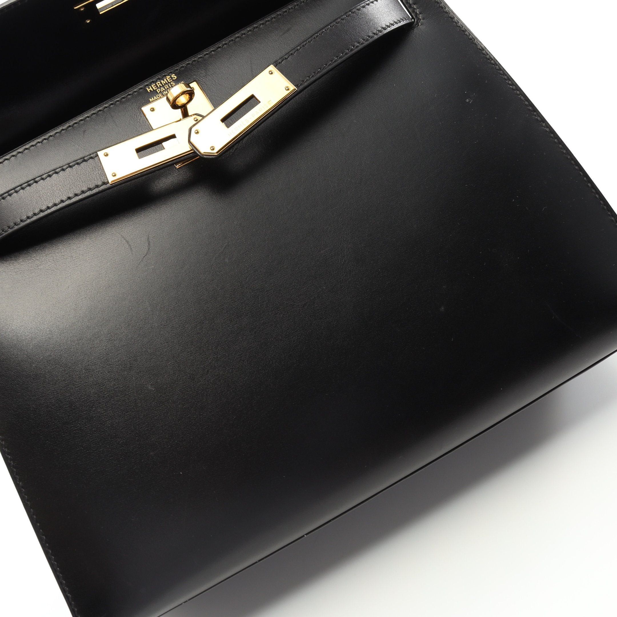Hermes Hermes Kelly28 Handbag Box Calf Black Gold Hardware Outside Sewing Stamp Size ONE SIZE - 8 Thumbnail