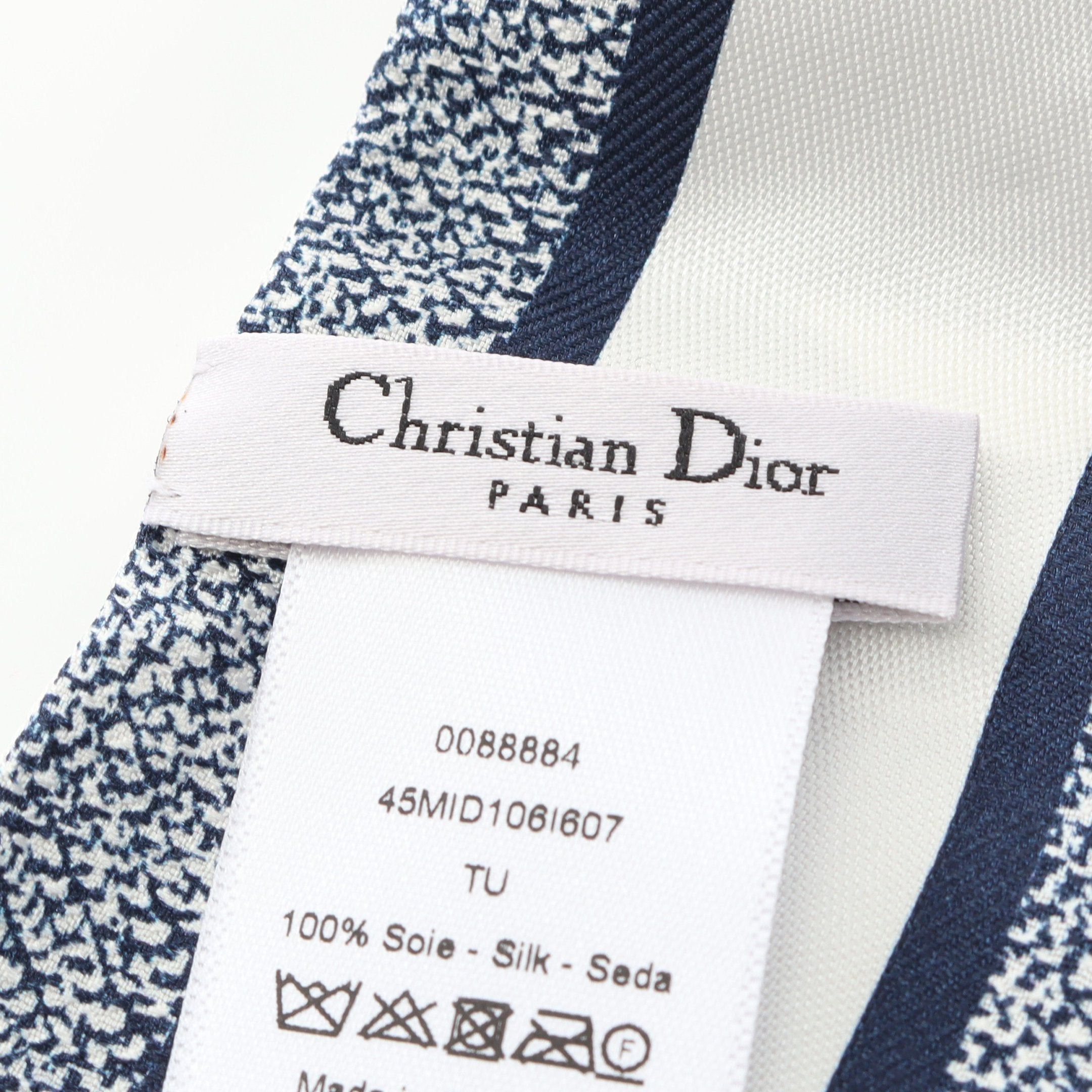 Dior Dior Mitzah Ribbon Scarf Silk White Navy Size ONE SIZE - 2 Thumbnail