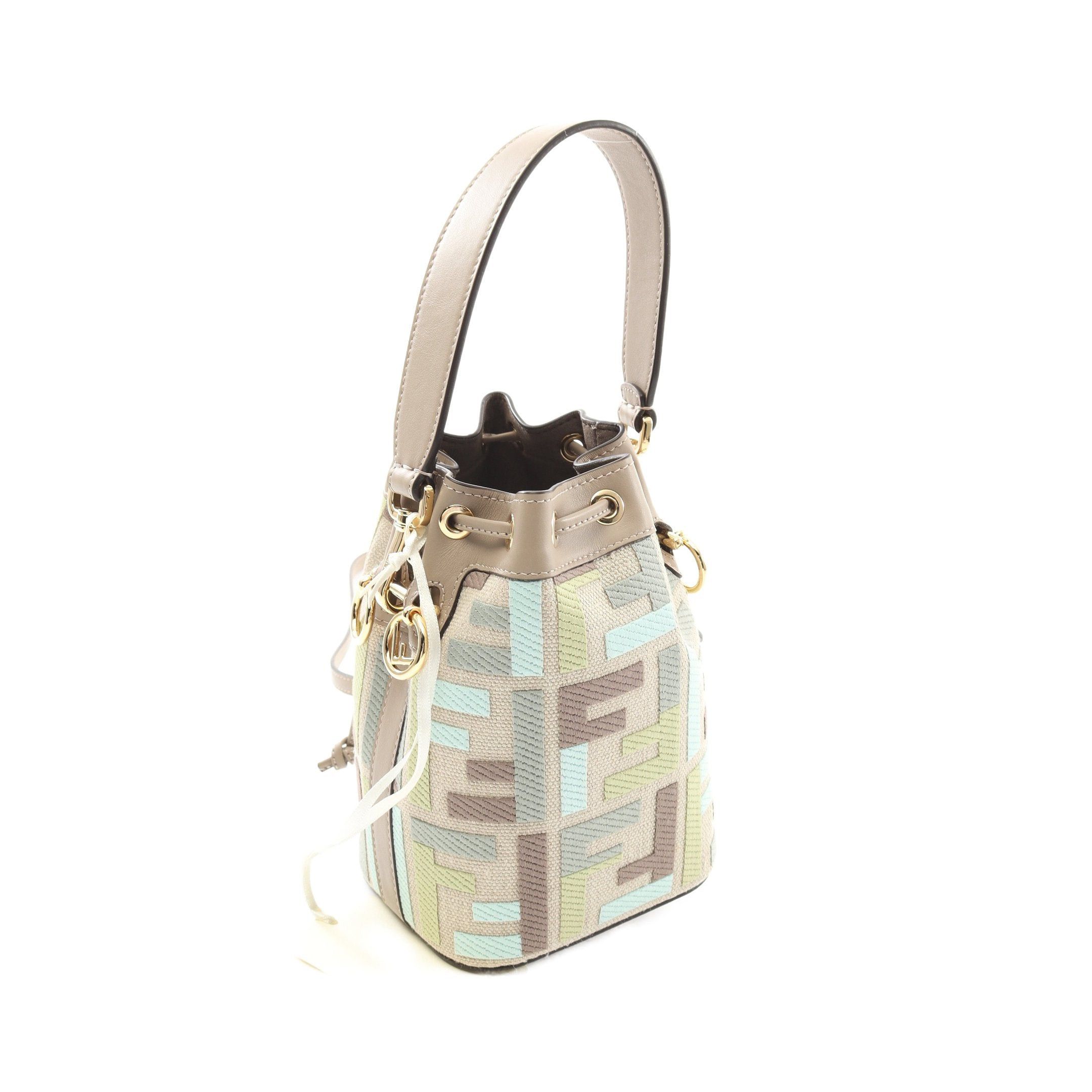 Fendi Fendi Mini Mon Tresor Handbag Canvas Leather Beige Gray Multicolor Size ONE SIZE - 2 Thumbnail