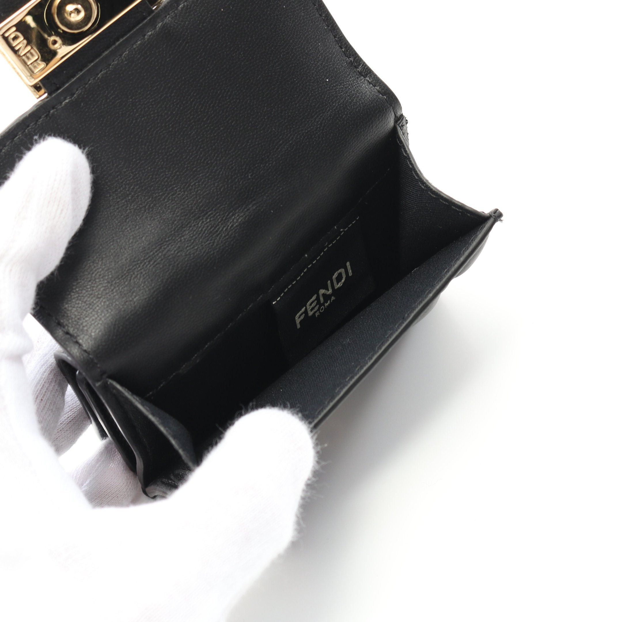Fendi Fendi Bucket Trifold Wallet Compact Leather Black Size ONE SIZE - 4 Thumbnail