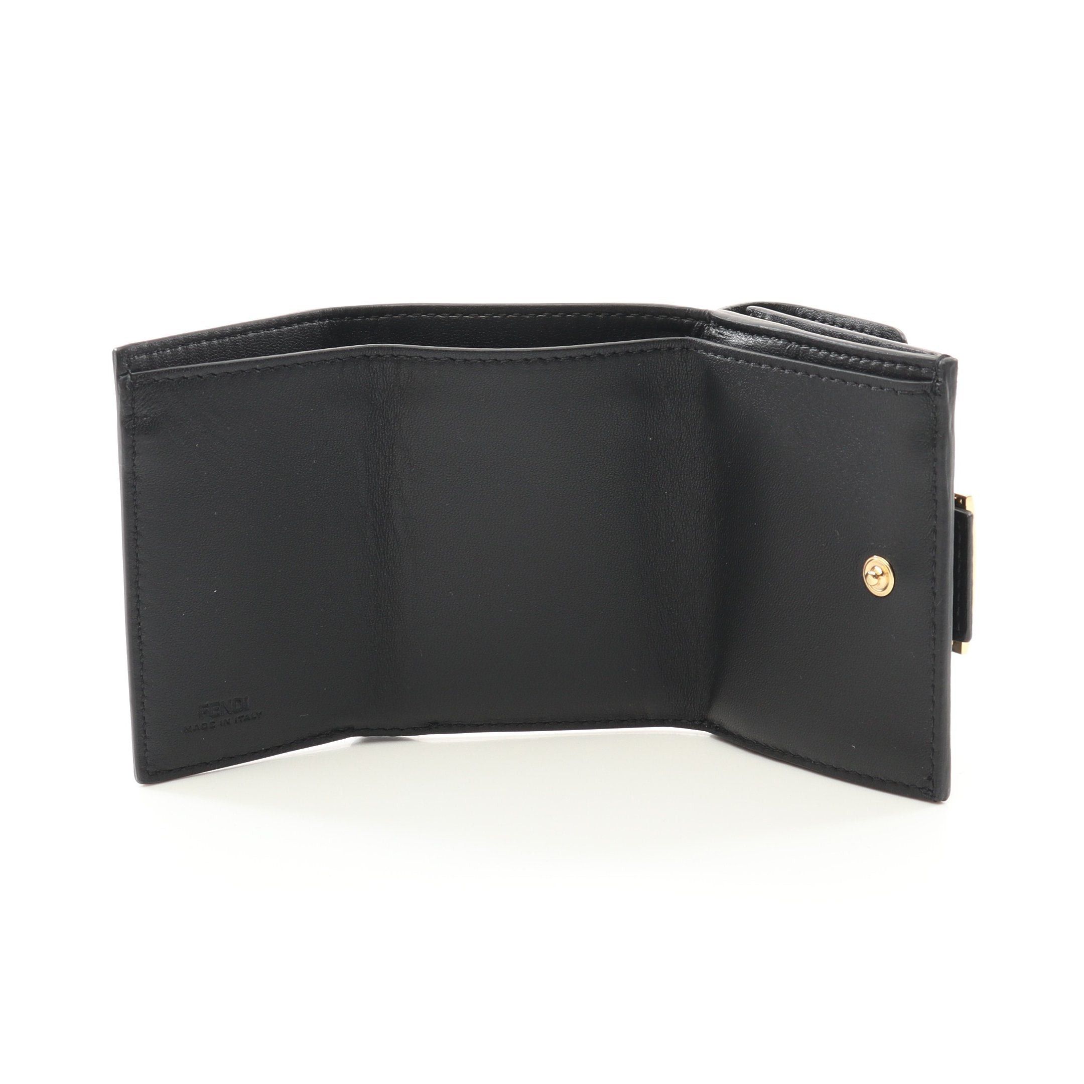 Fendi Fendi Bucket Trifold Wallet Compact Leather Black Size ONE SIZE - 3 Thumbnail