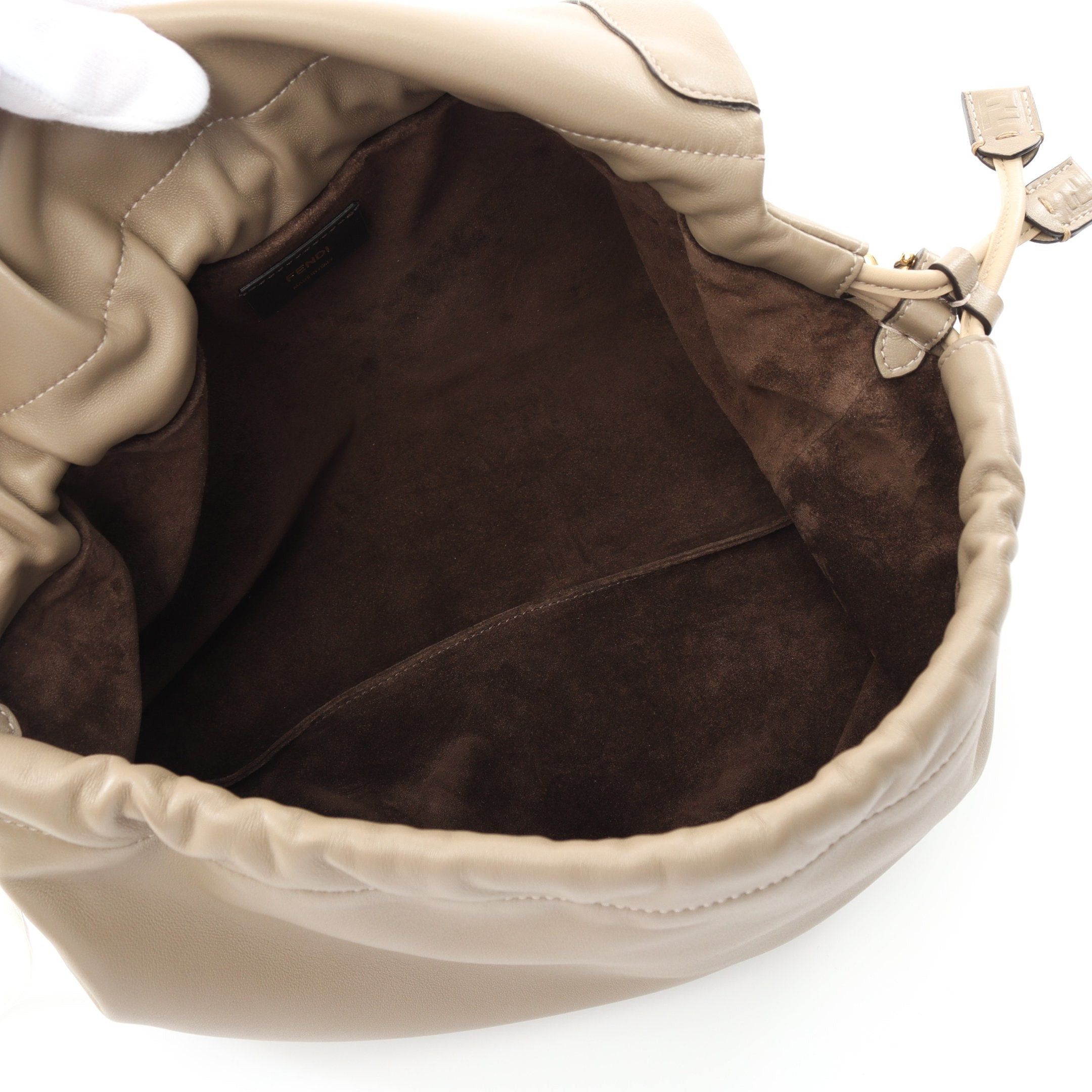 Fendi Fendi Mamma Bucket Large One Shoulder Bag Leather Gray Beige Size ONE SIZE - 3 Thumbnail