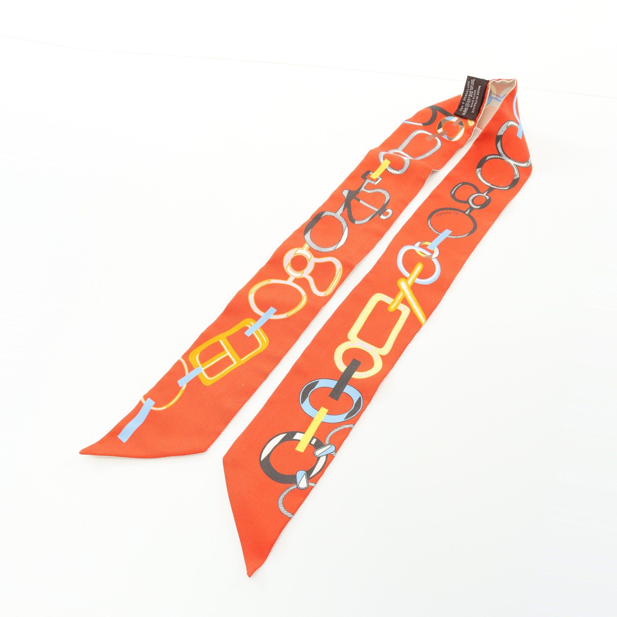 Hermes Hermes Twilly Do Re Boucles Ribbon Scarf Silk Ivory Multicolor Size ONE SIZE - 6 Thumbnail