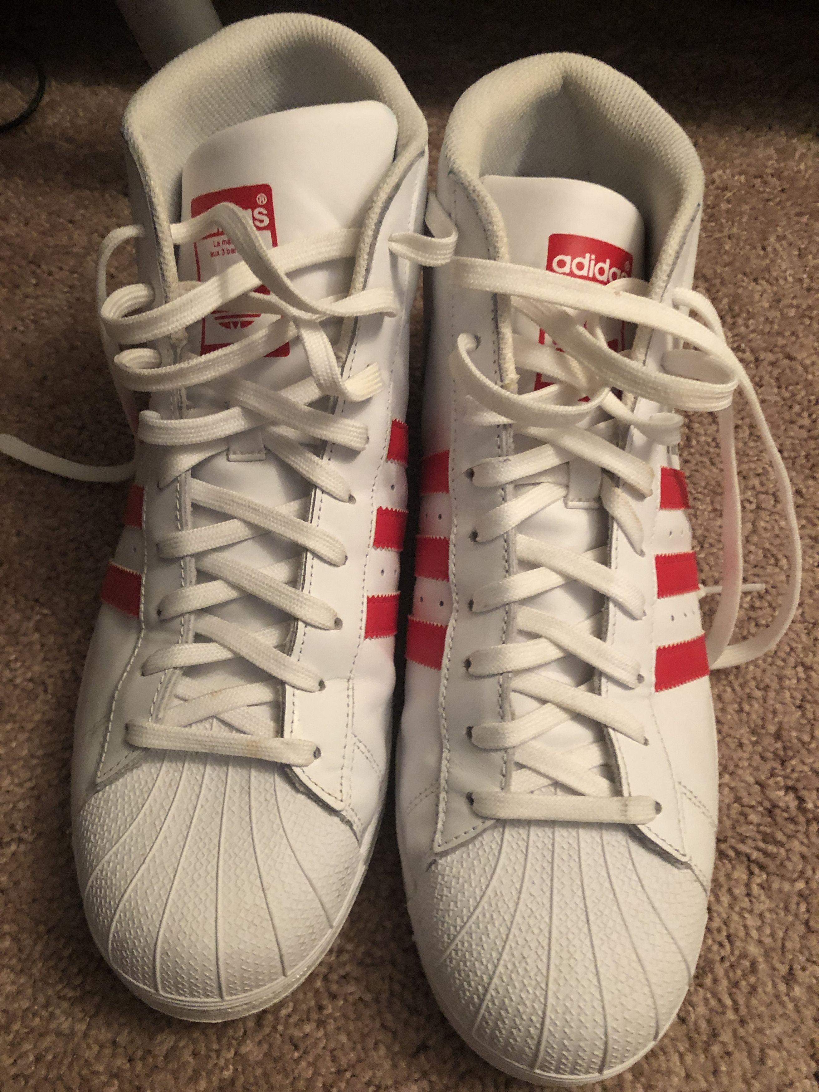 adidas superstar high top red and white