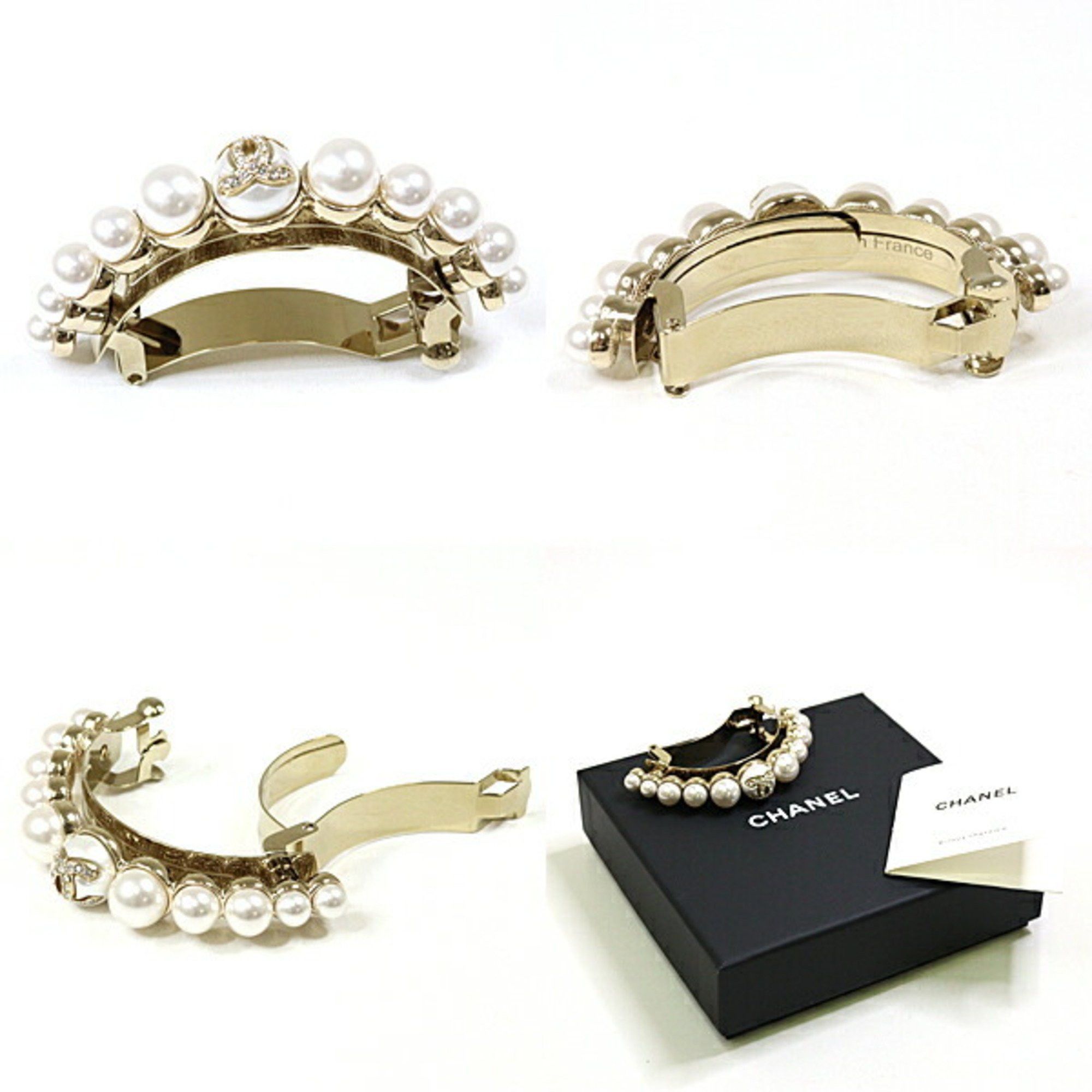 Chanel Chanel pony barrette fake pearl rhinestone coco mark hair Size ONE SIZE - 3 Thumbnail