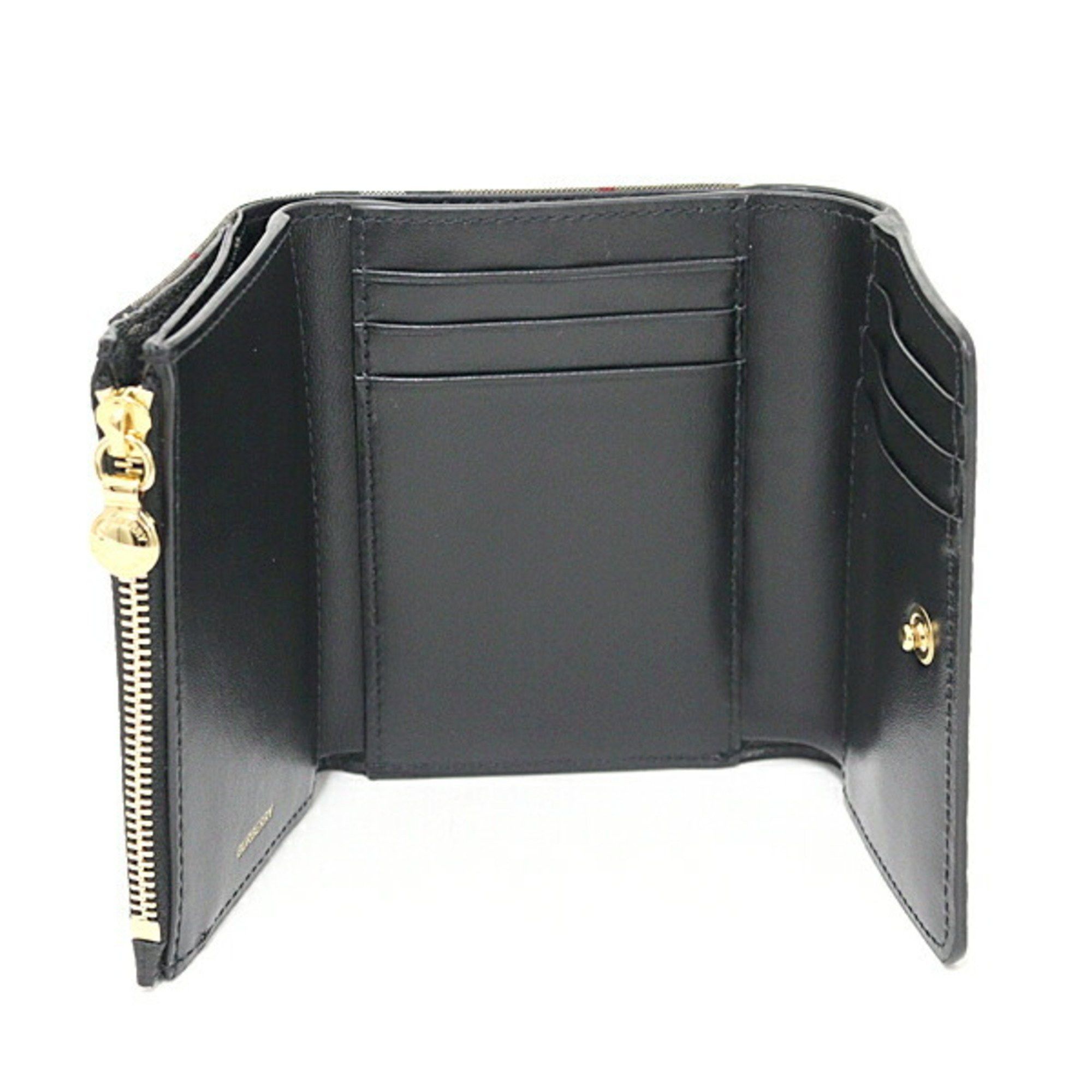 Burberry Burberry tri-fold wallet check black beige leather Size ONE SIZE - 2 Thumbnail