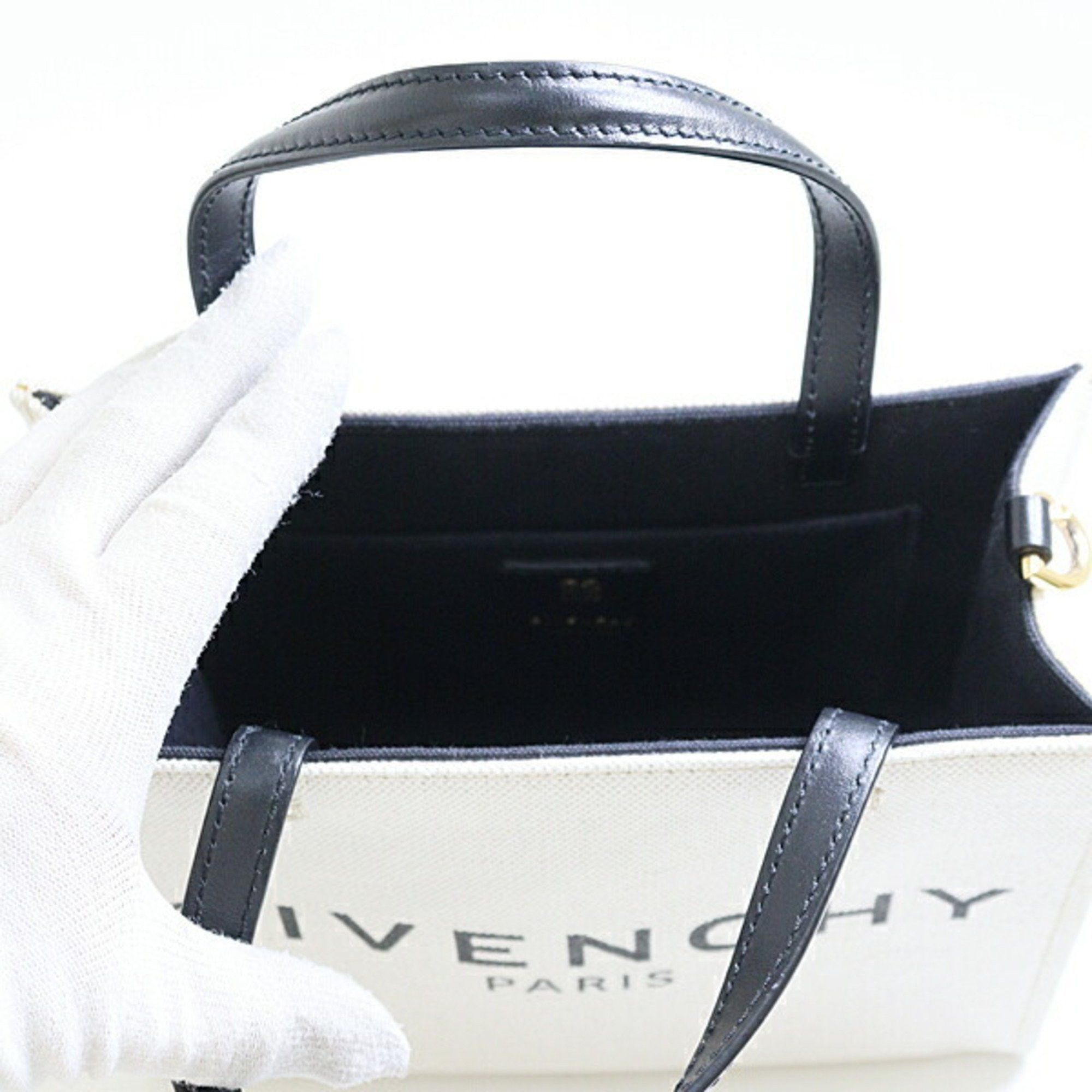 Givenchy GIVENCHY G Tote Mini Beige/Black Linen & Cotton/Calf Shoulder 3WAY Unused Size ONE SIZE - 5 Thumbnail
