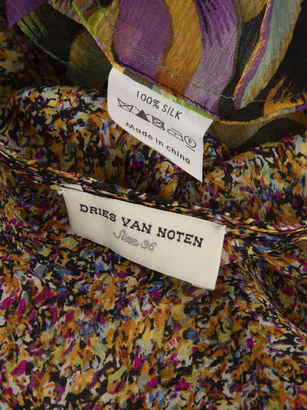 Dries Van Noten Silk Abstract Pattern Sheer Dress Size XS / US 0-2 / IT 36-38 - 6 Thumbnail