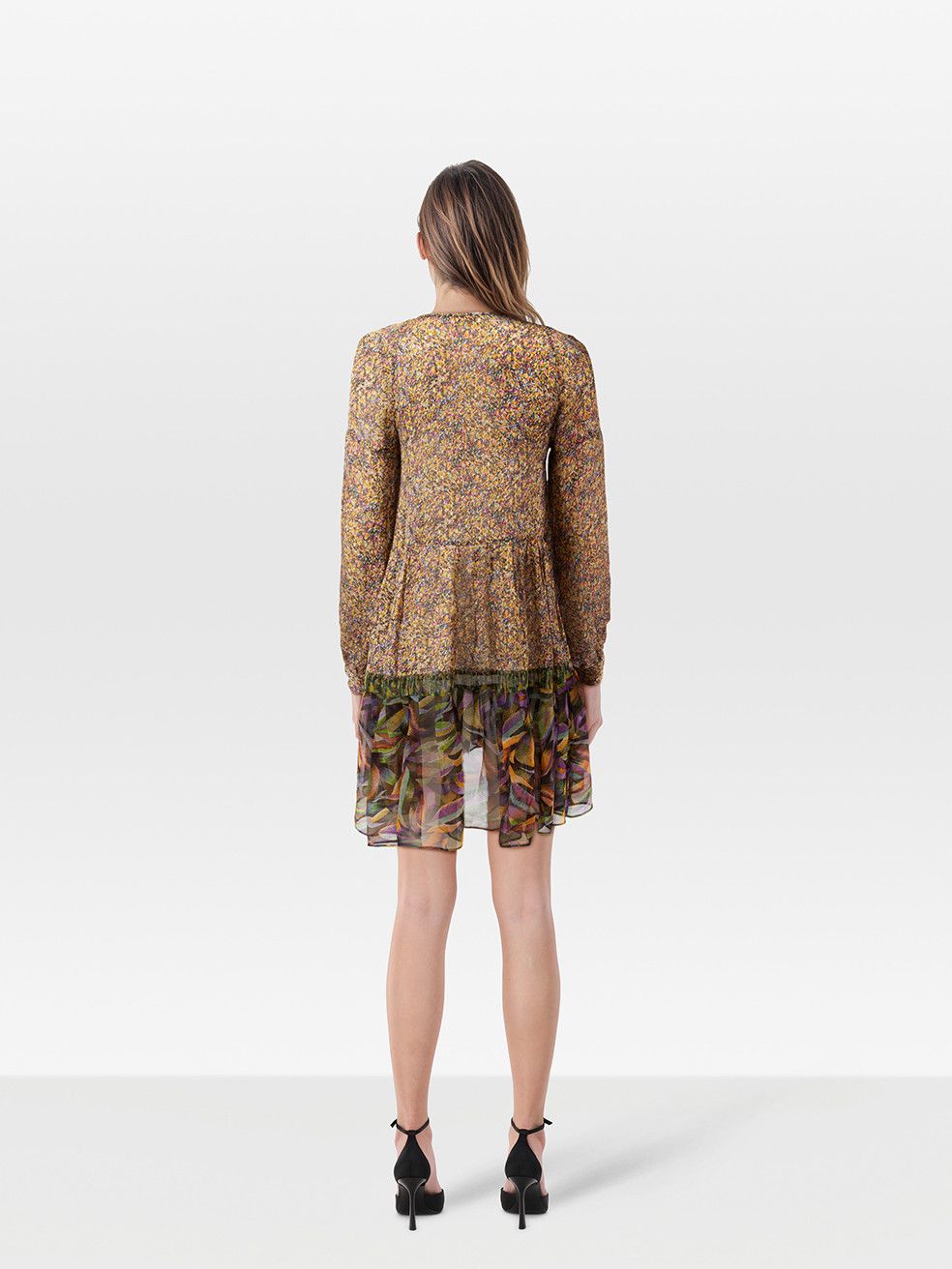 Dries Van Noten Silk Abstract Pattern Sheer Dress Size XS / US 0-2 / IT 36-38 - 2 Thumbnail