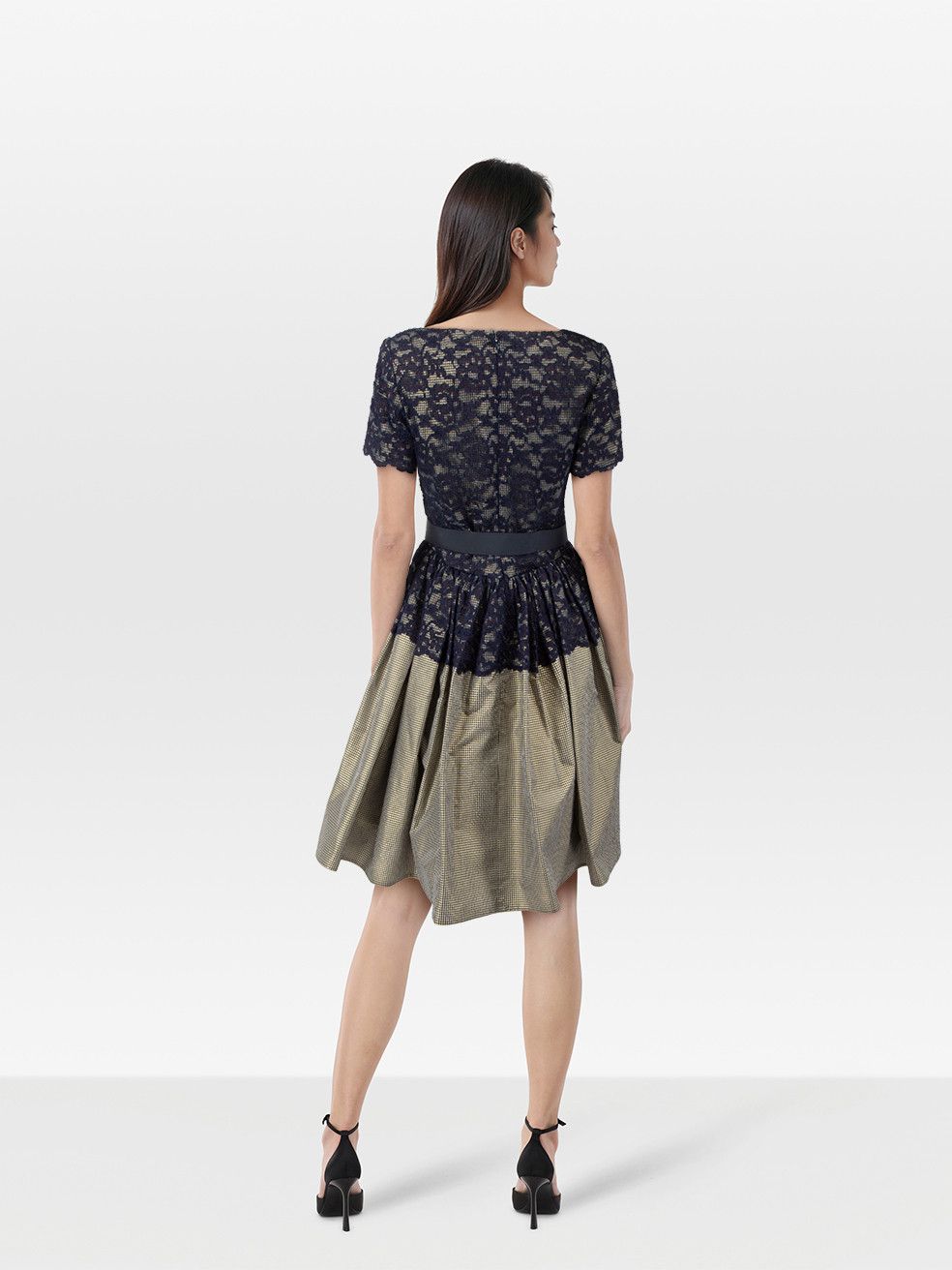 Oscar De La Renta Floral Lace & Gingham Dress Size XL / US 12-14 / IT 48-50 - 2 Thumbnail