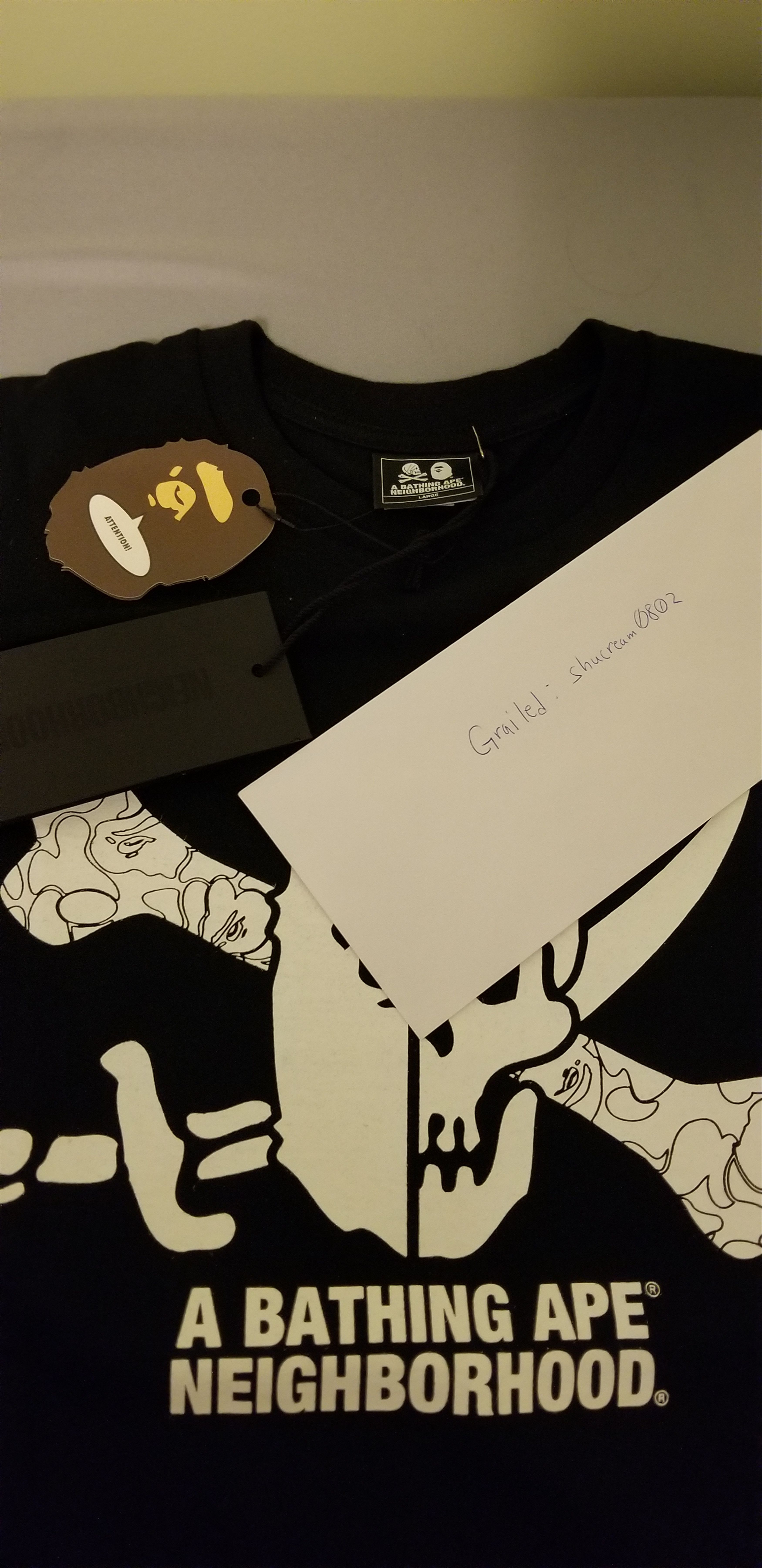 Bape × Neighborhood Bape X Neighborhood Black Tee Large Bape × Neighborhood Bape X Neighborhood Black Tee Large