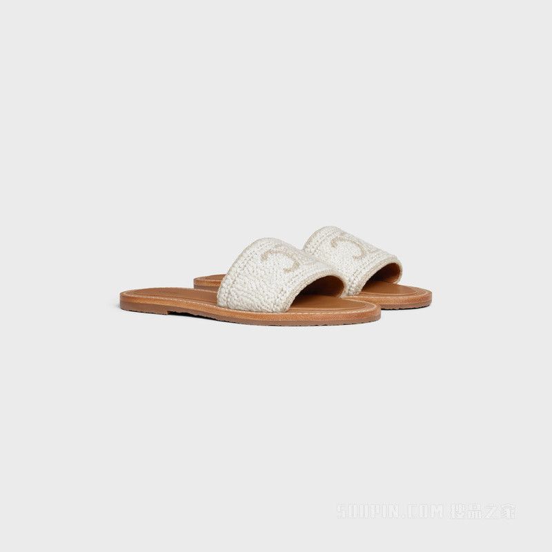 Celine lympia mule in triomphe jacquard canvas white Size US 11 / IT 41 - 2 Thumbnail