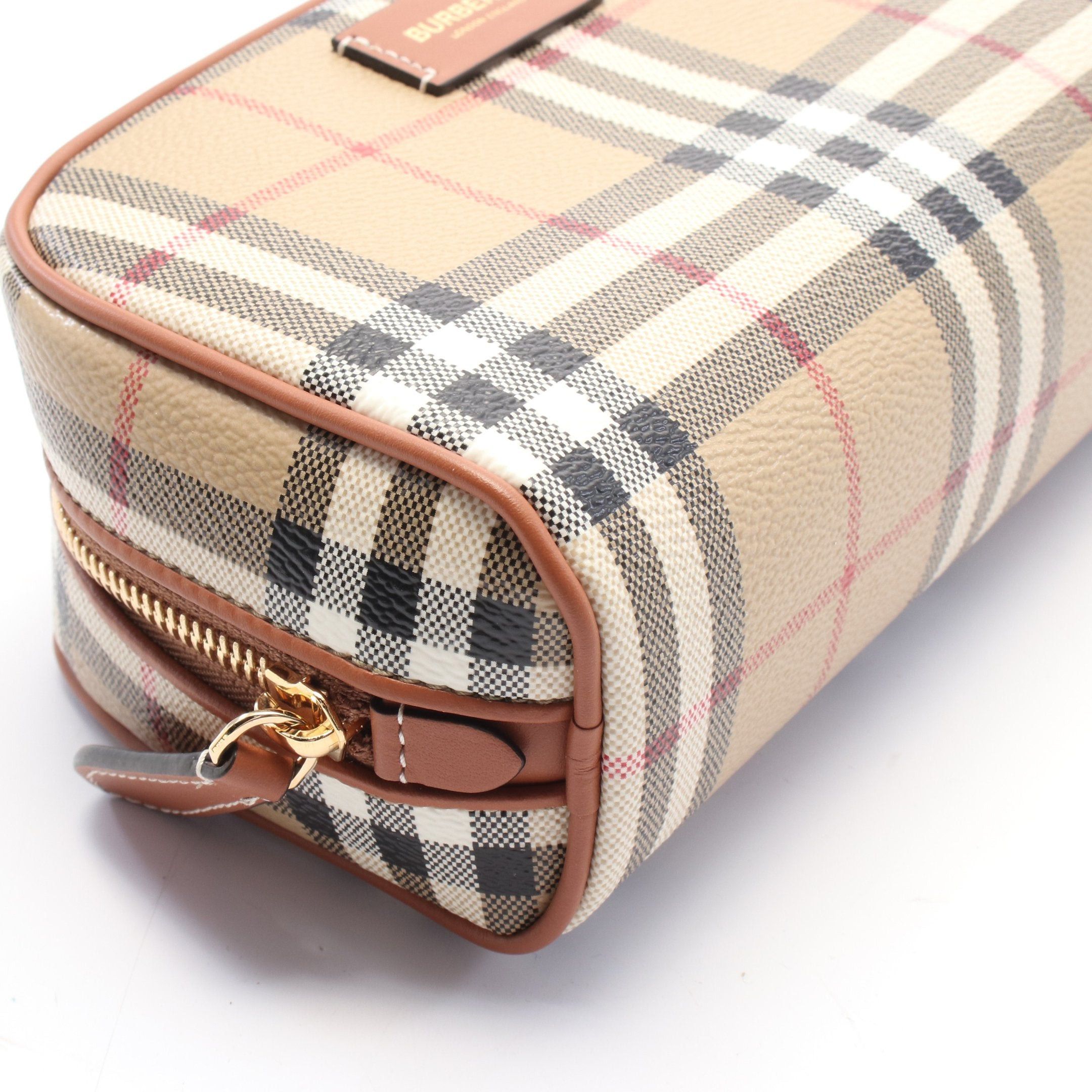 Burberry Burberry Check Travel Pouch Leather Beige Multicolor Size ONE SIZE - 5 Thumbnail