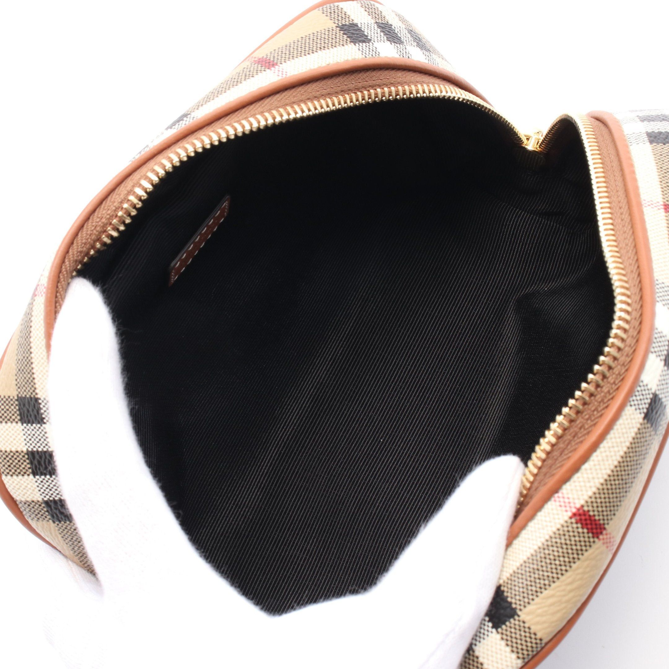 Burberry Burberry Check Travel Pouch Leather Beige Multicolor Size ONE SIZE - 3 Thumbnail