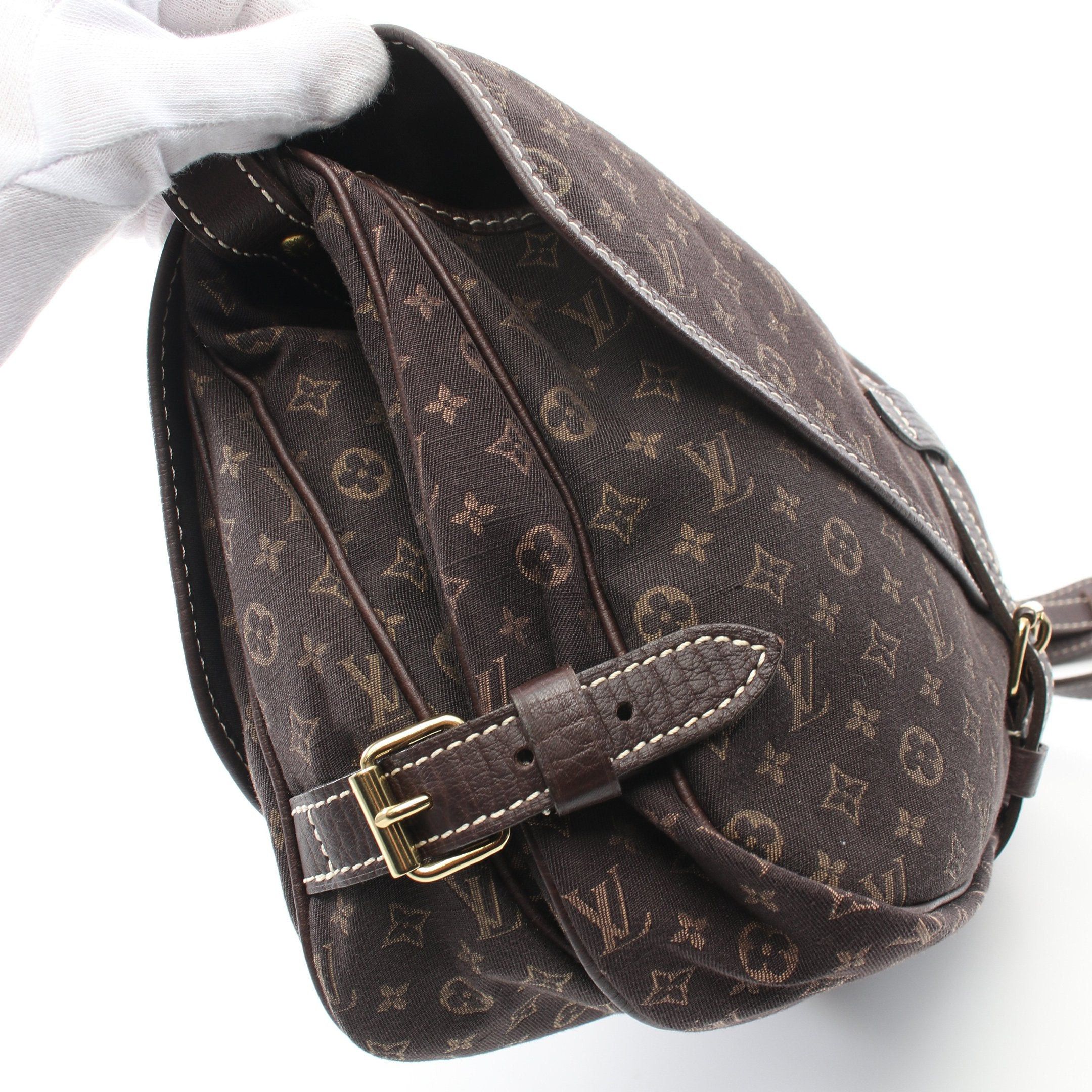 Louis Vuitton Louis Vuitton Saumur Monogram Mini Run Ebene Shoulder Bag Canvas Leather Dark Brown Size ONE SIZE - 9 Thumbnail