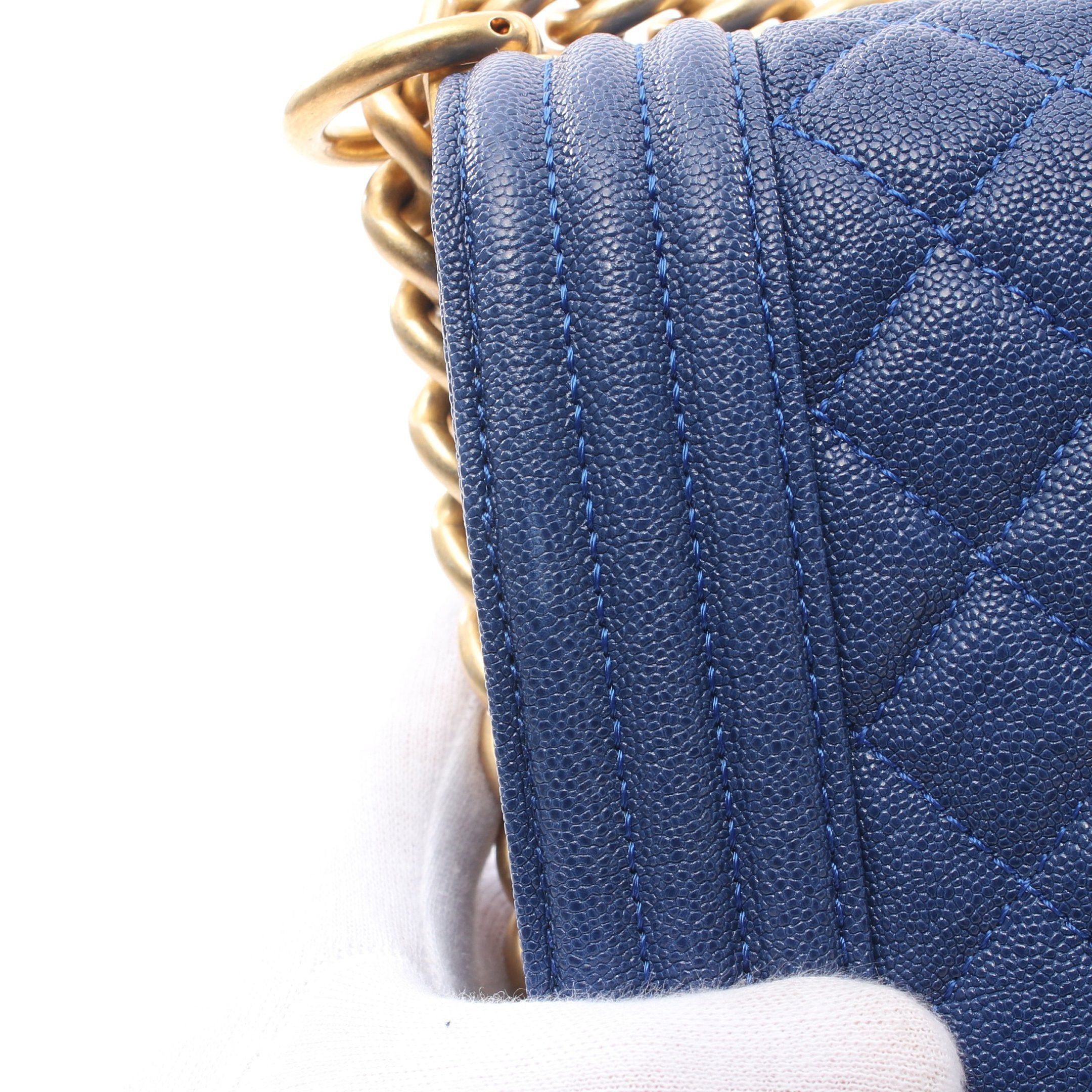 Chanel Chanel Boy Chanel Chain Shoulder Bag Caviar Skin Dark Blue Gold Hardware Size ONE SIZE - 6 Thumbnail