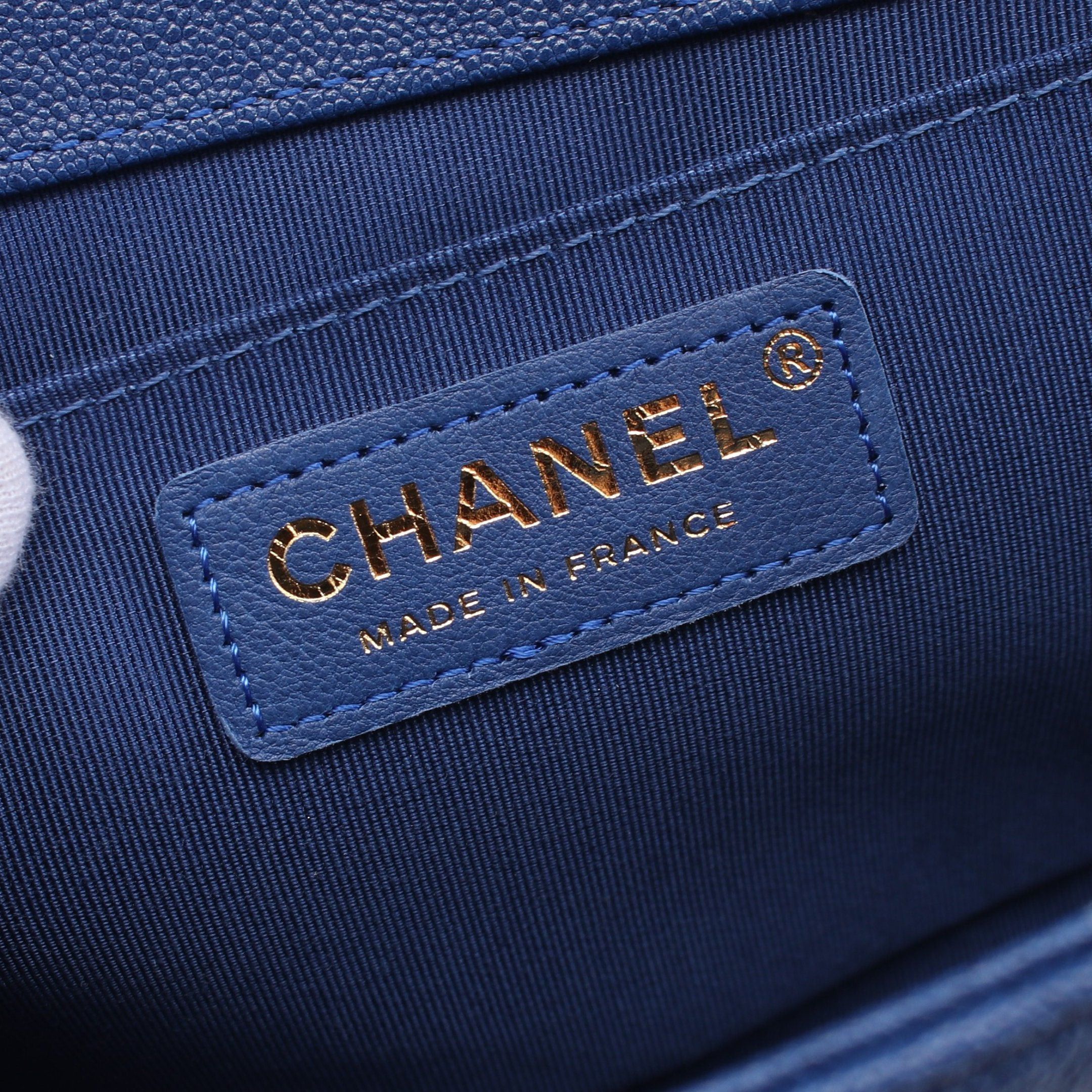 Chanel Chanel Boy Chanel Chain Shoulder Bag Caviar Skin Dark Blue Gold Hardware Size ONE SIZE - 4 Thumbnail
