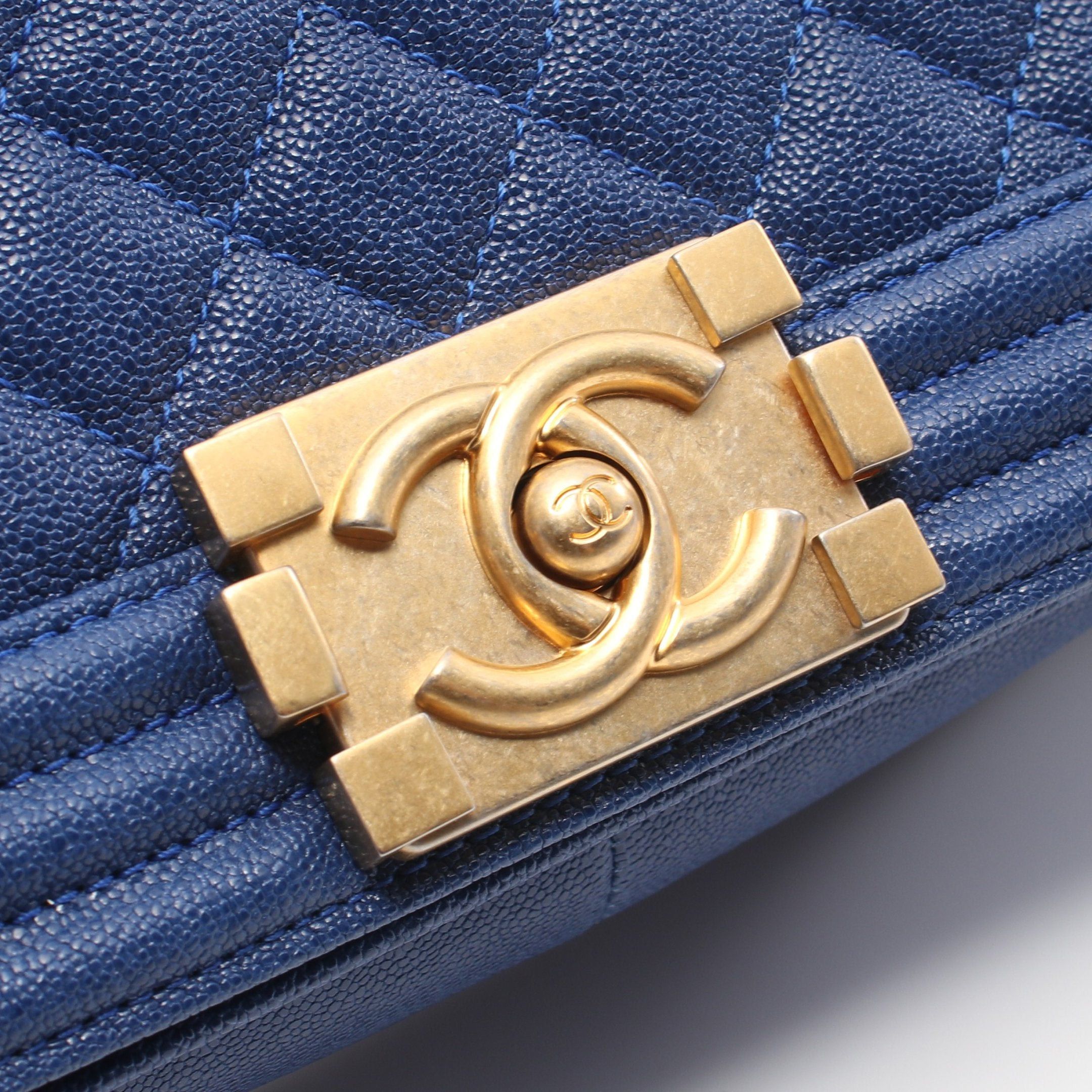 Chanel Chanel Boy Chanel Chain Shoulder Bag Caviar Skin Dark Blue Gold Hardware Size ONE SIZE - 8 Thumbnail