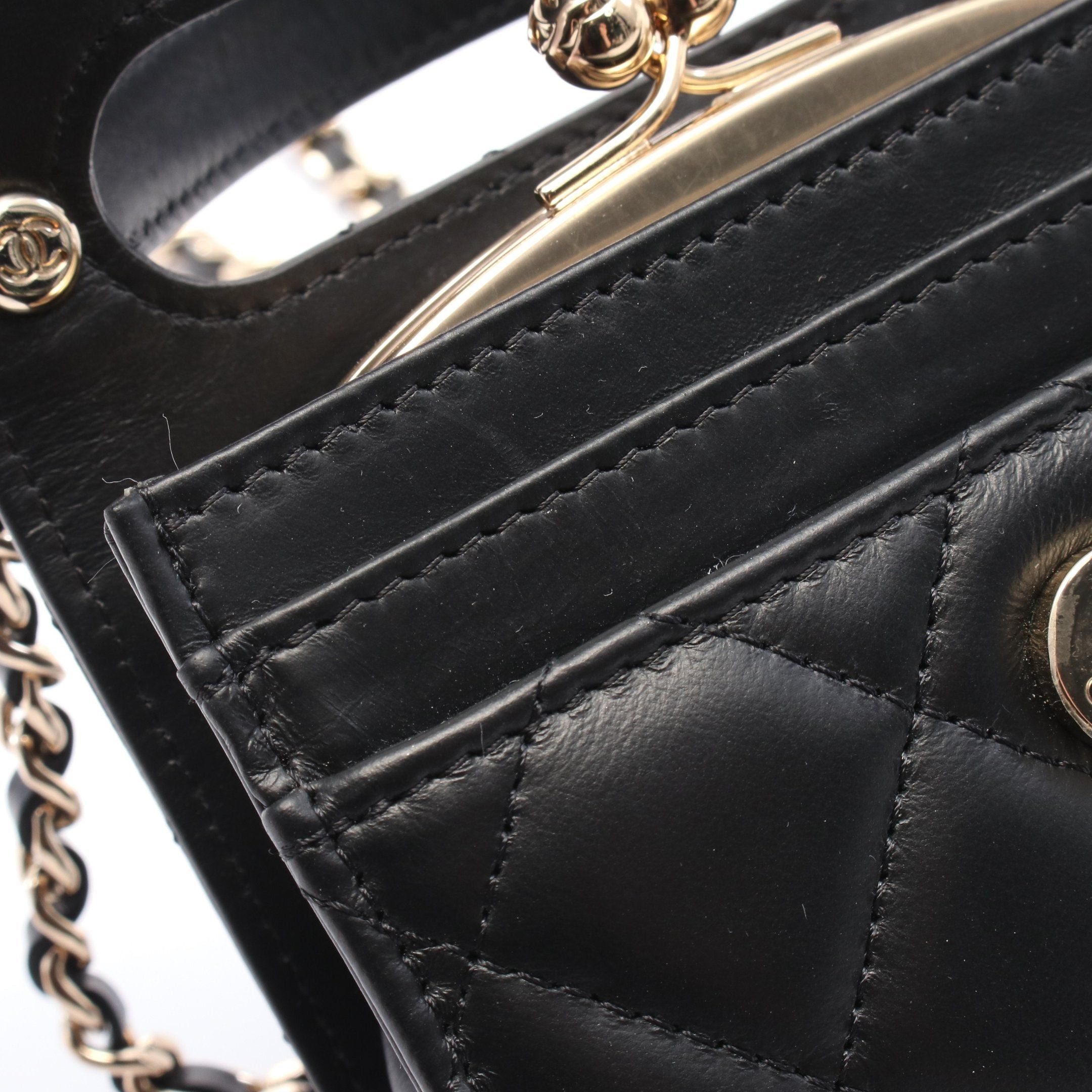 Chanel Chanel Matelasse Chain Wallet Leather Black Gold Hardware Clasp Size ONE SIZE - 6 Thumbnail
