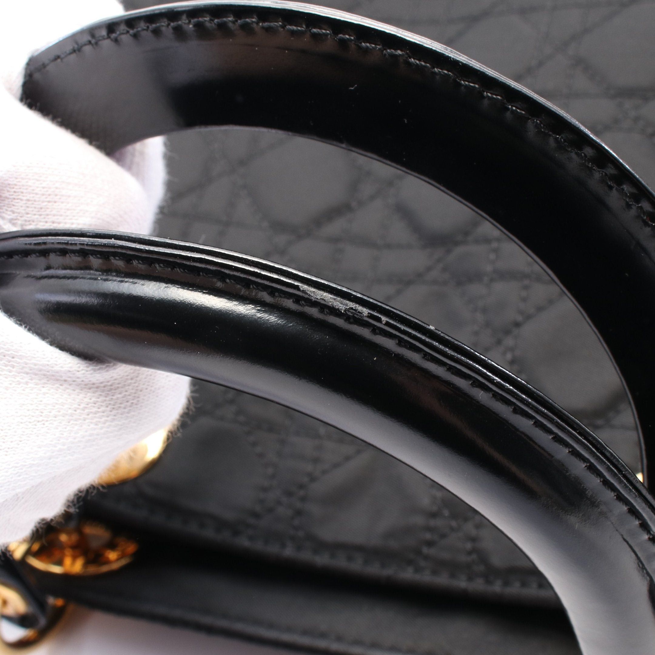 Dior Dior Lady Dior Large Canage Handbag Nylon Leather Black Size ONE SIZE - 5 Thumbnail
