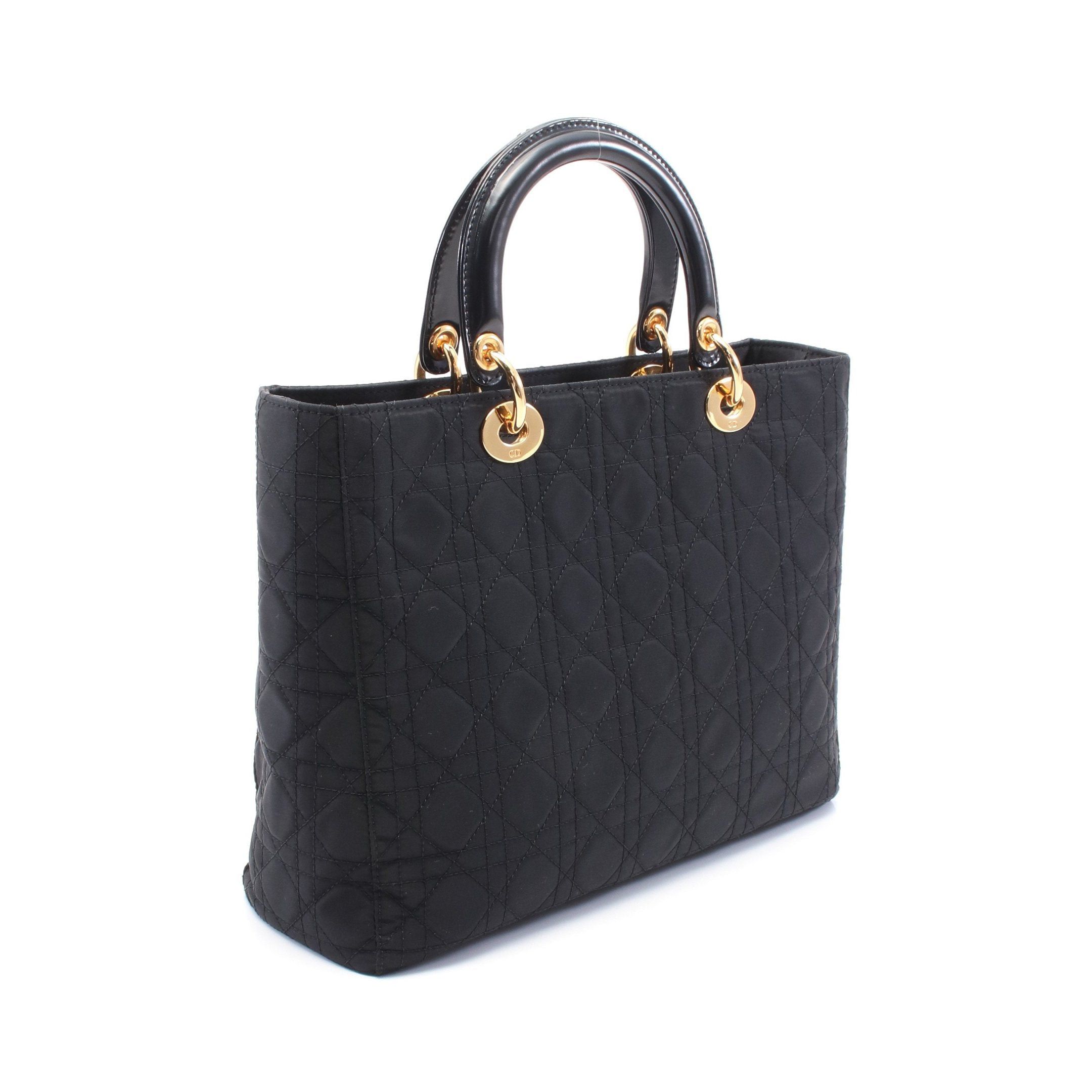 Dior Dior Lady Dior Large Canage Handbag Nylon Leather Black Size ONE SIZE - 2 Thumbnail