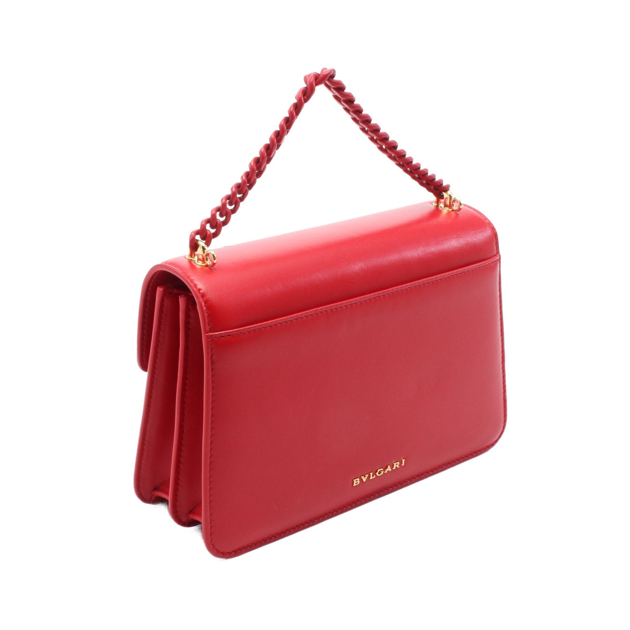 Bvlgari Bvlgari Serpenti Chain Handbag Leather Red Size ONE SIZE - 2 Thumbnail