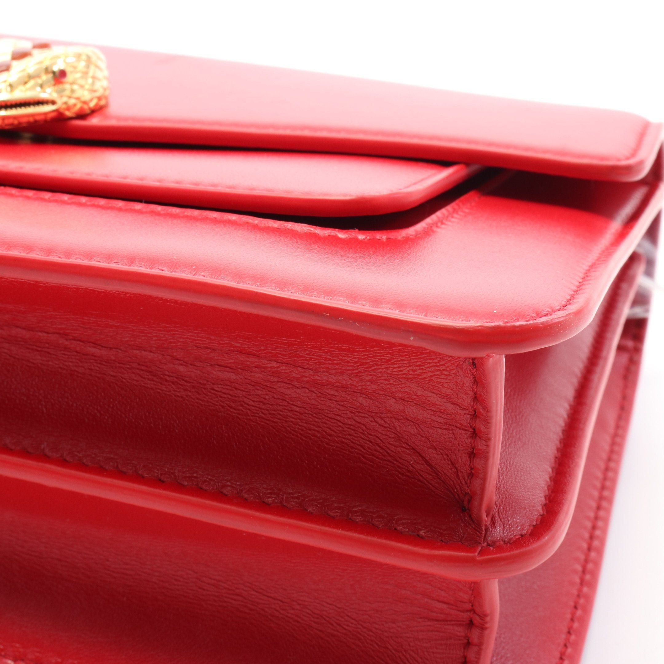 Bvlgari Bvlgari Serpenti Chain Handbag Leather Red Size ONE SIZE - 6 Thumbnail