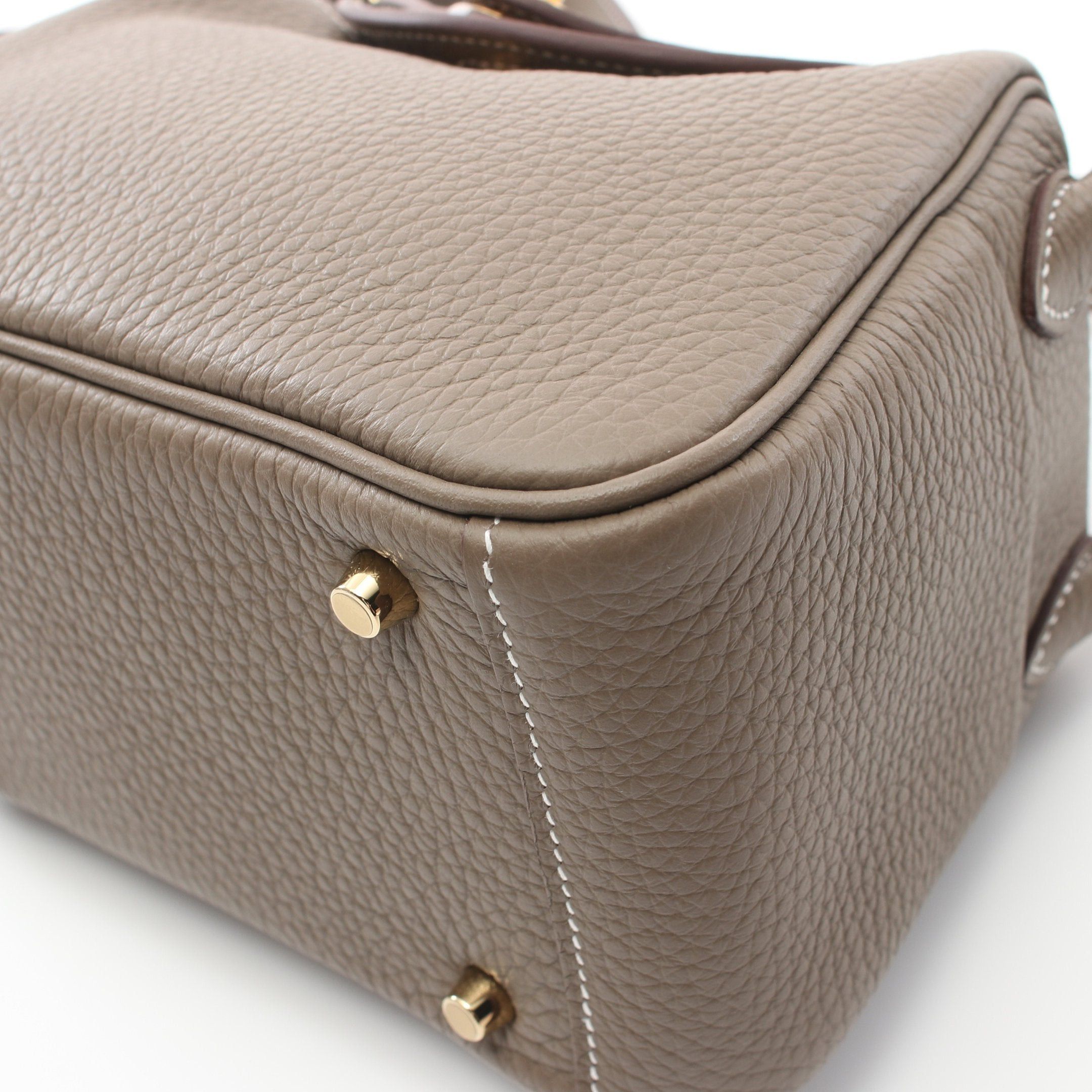 Hermes Hermes Lindy Mini Etoupe Shoulder Bag Clemence Leather Gray Brown Gold Hardware Double Engraved Size ONE SIZE - 6 Thumbnail