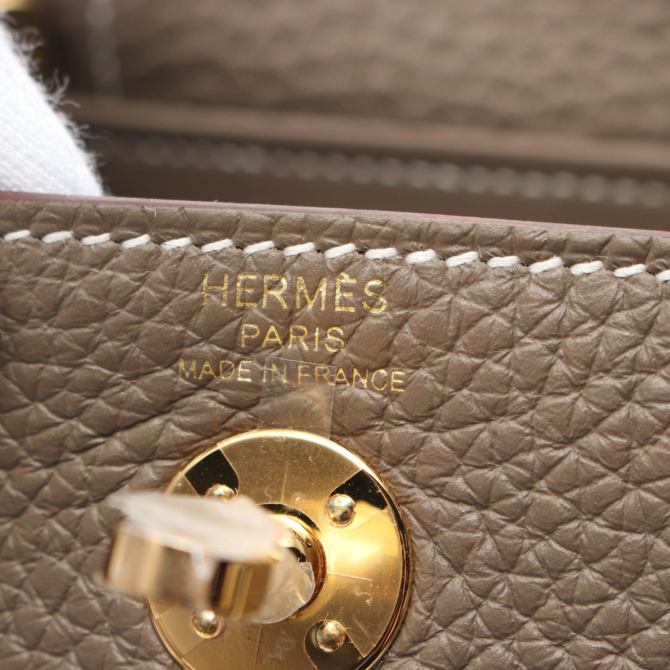 Hermes Hermes Lindy Mini Etoupe Shoulder Bag Clemence Leather Gray Brown Gold Hardware Double Engraved Size ONE SIZE - 4 Thumbnail