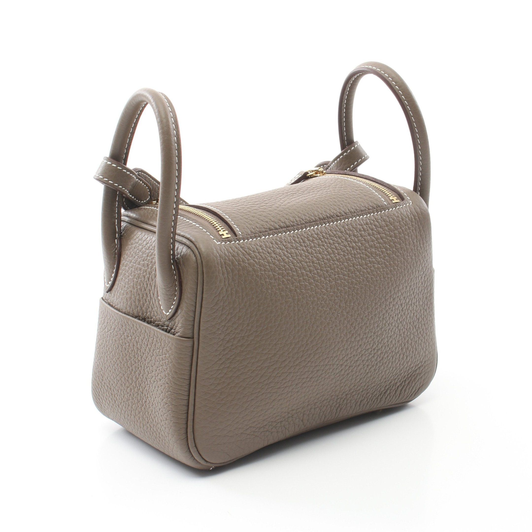 Hermes Hermes Lindy Mini Etoupe Shoulder Bag Clemence Leather Gray Brown Gold Hardware Double Engraved Size ONE SIZE - 2 Thumbnail