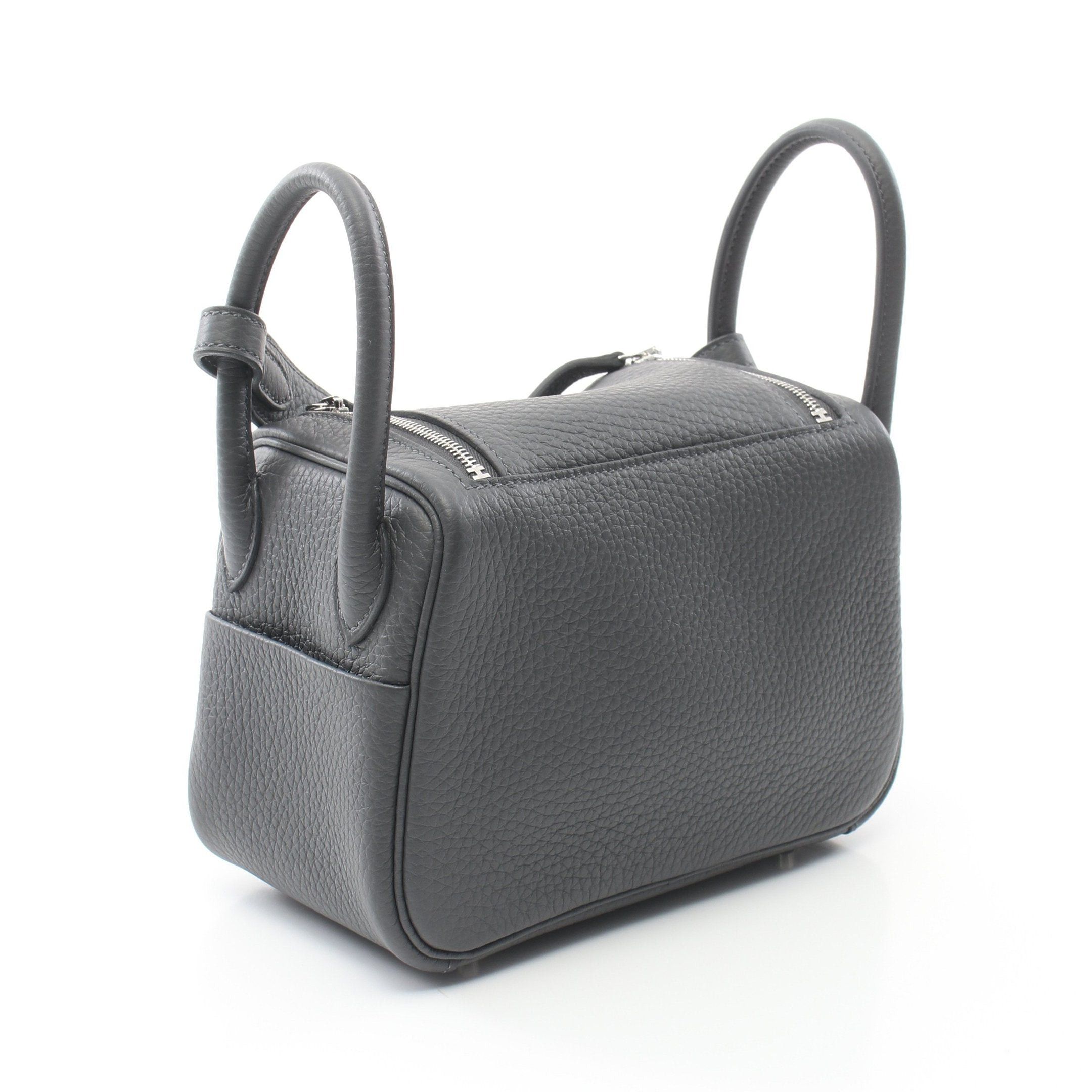 Hermes Hermes Lindy Mini Grimist Shoulder Bag Clemence Leather Gray Silver Hardware Double Engraved Size ONE SIZE - 2 Thumbnail