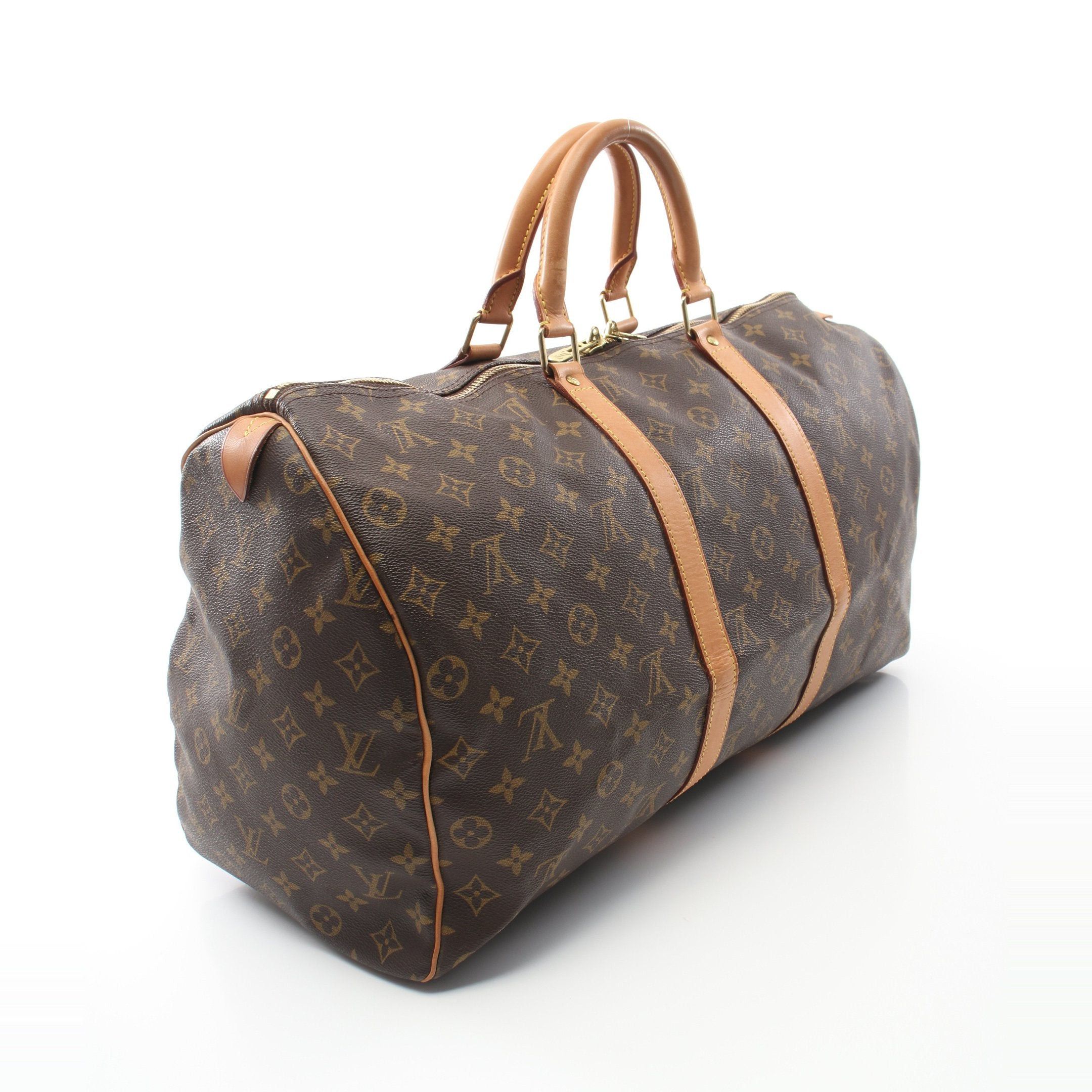 Louis Vuitton Louis Vuitton Keepall 50 Monogram Boston Bag Leather Brown Size ONE SIZE - 2 Thumbnail