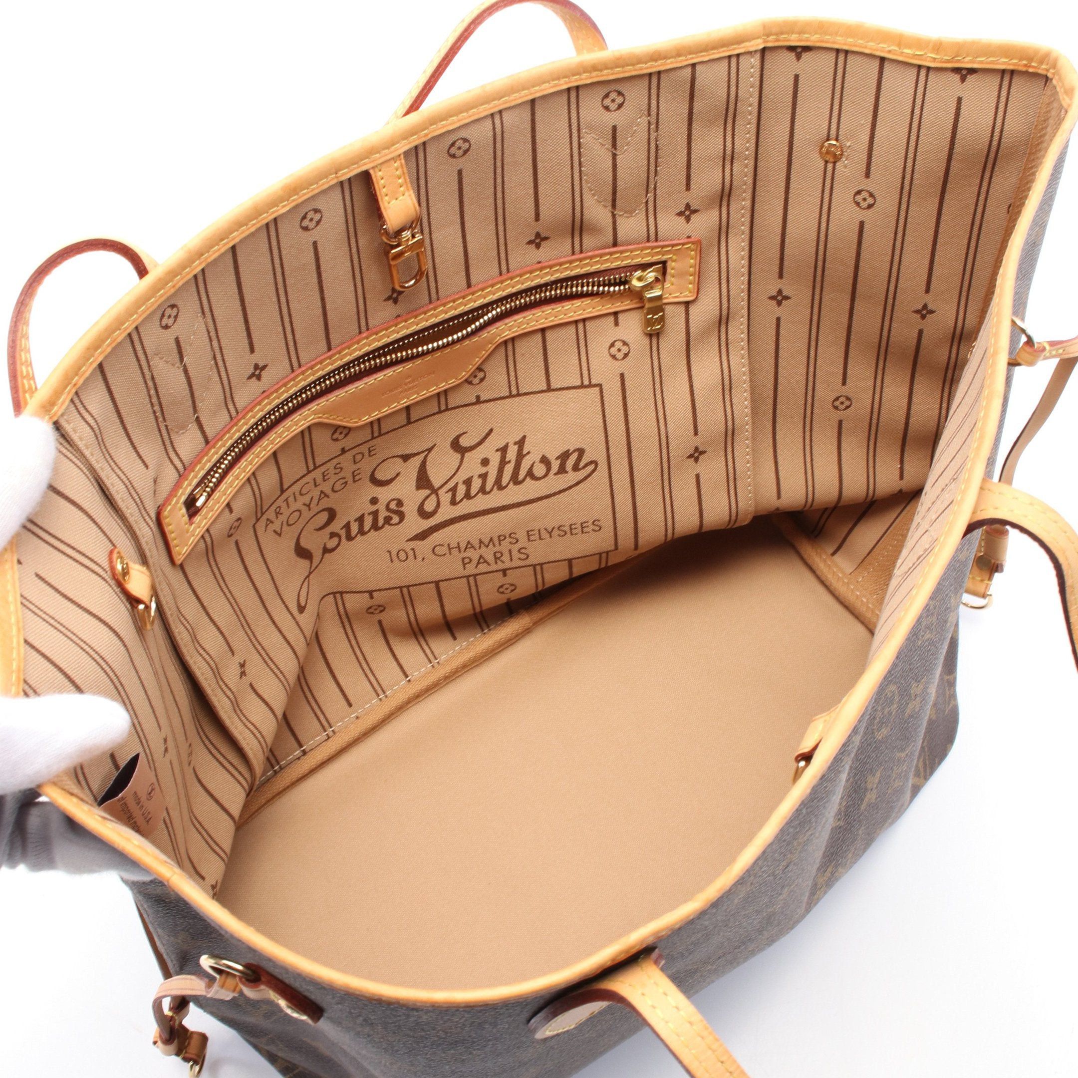 Louis Vuitton Louis Vuitton Neverfull Mm Monogram Shoulder Bag Tote Leather Brown Size ONE SIZE - 3 Thumbnail