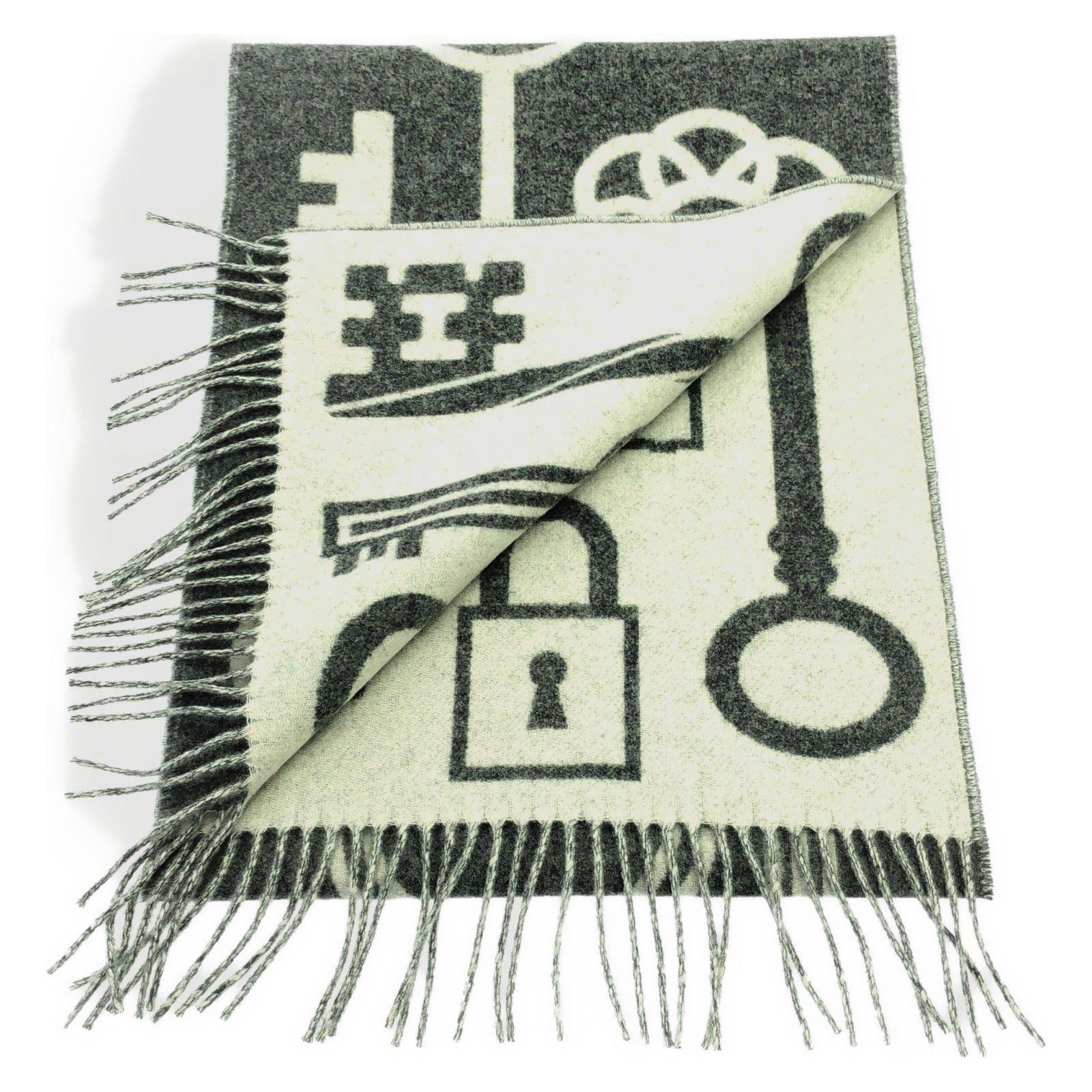 Hermes Hermes Scarf Cashmere Gray Size ONE SIZE - 2 Thumbnail