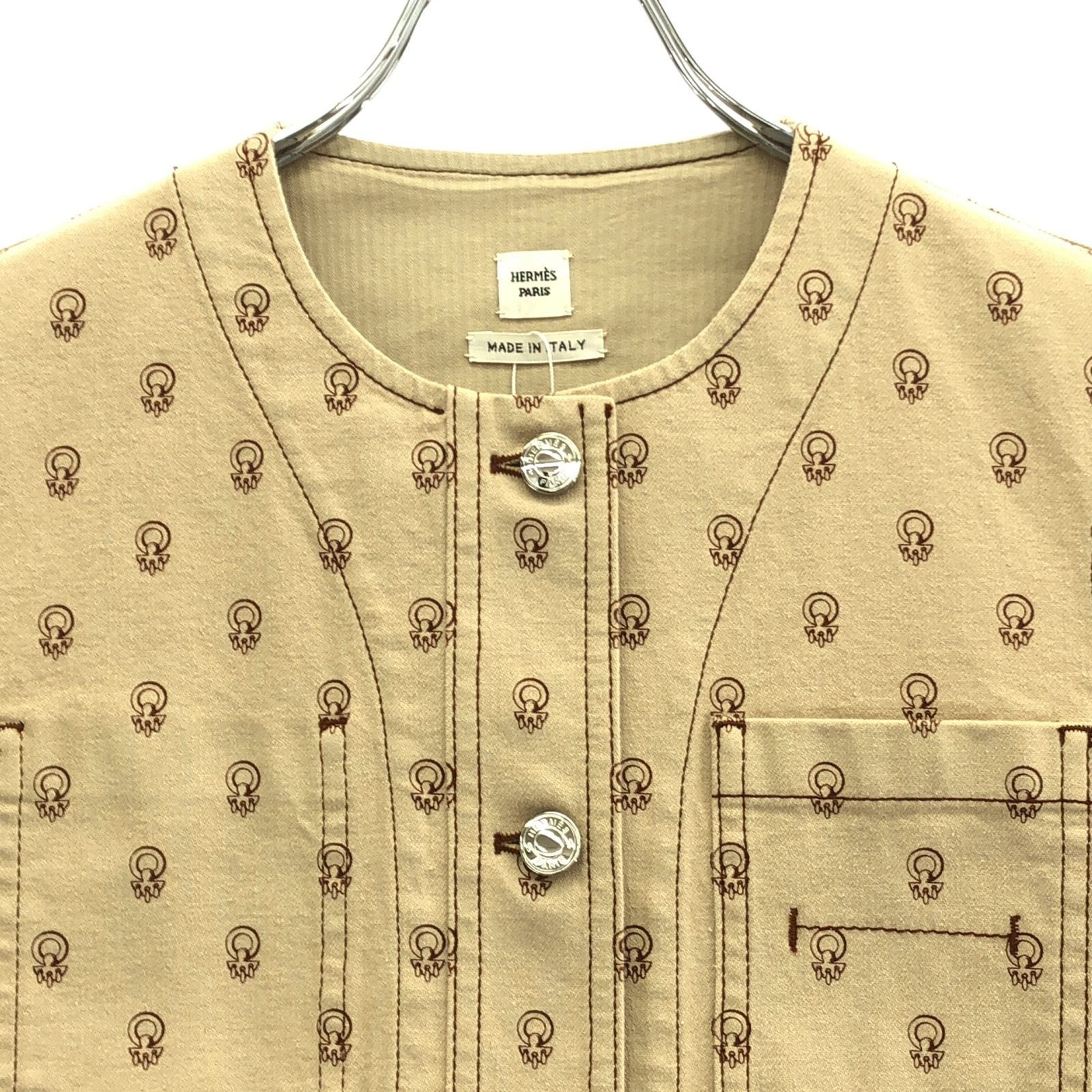 Hermes Hermes Gilet Tops Cotton Beige Size ONE SIZE - 3 Thumbnail