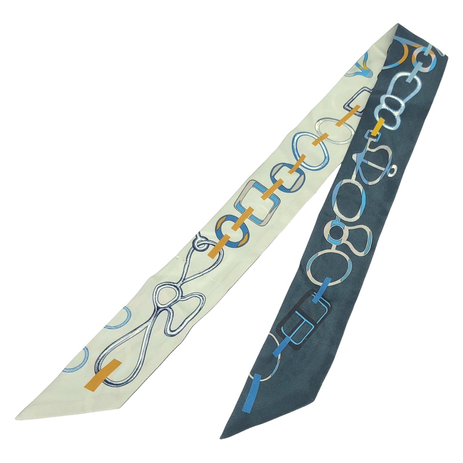 Hermes Hermes Twilly Scarf Silk Blue Size ONE SIZE - 5 Thumbnail