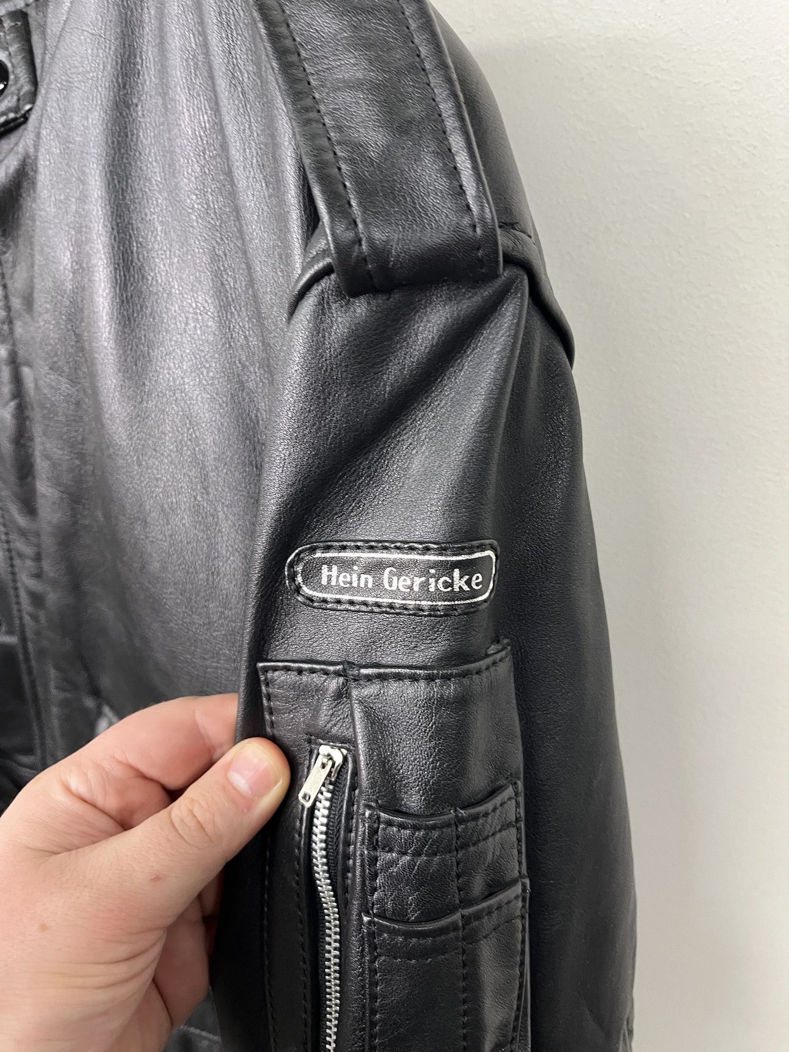 Vintage × Wilsons Leather Vintage Hein Gericke 90s Leather Jacket padded Motorcycle Jacket Size L (50) Size US L / EU 52-54 / 3 - 3 Thumbnail