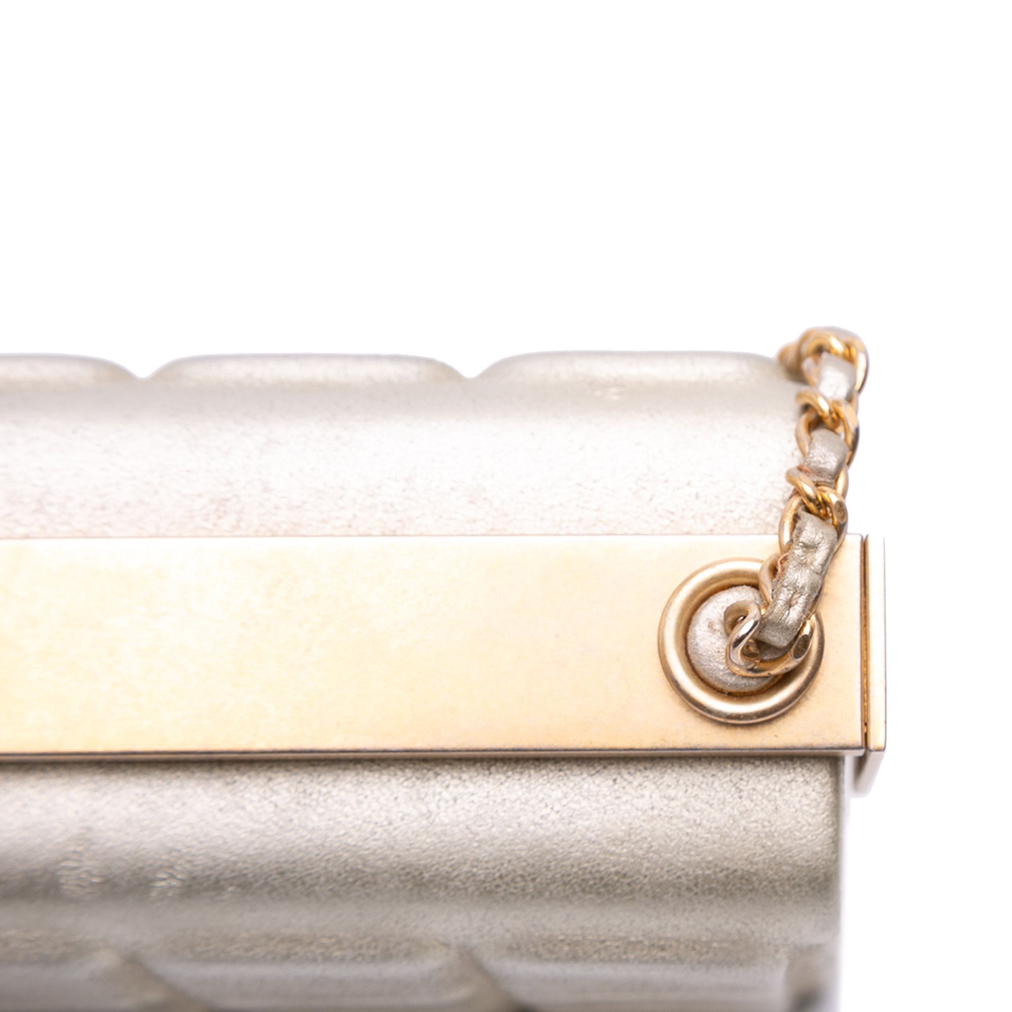 Chanel Chanel Chocolate Bar Metallic Lambskin Frame Clutch with Chain Size ONE SIZE - 7 Thumbnail