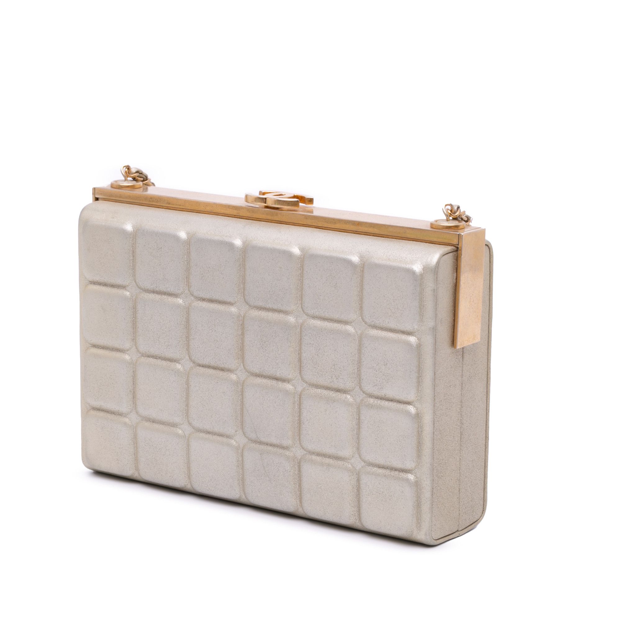 Chanel Chanel Chocolate Bar Metallic Lambskin Frame Clutch with Chain Size ONE SIZE - 2 Thumbnail