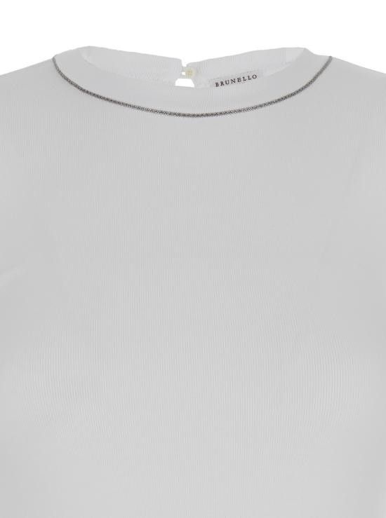 Brunello Cucinelli BRUNELLO CUCINELLI Women Tops MPTC8BJ300C159 White Size XS / US 0-2 / IT 36-38 - 2 Thumbnail
