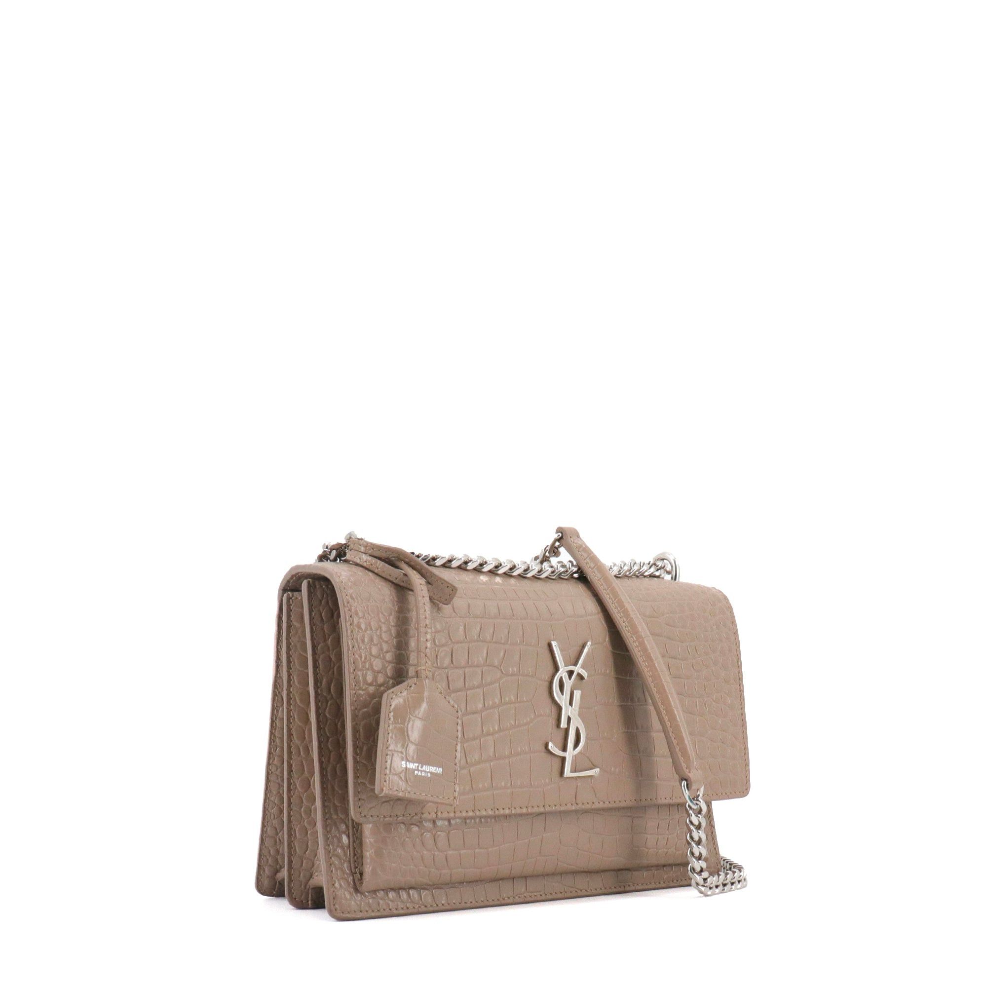 Saint Laurent Paris SAINT LAURENT - Saint Laurent Sunset Medium shoulder bag in brown croc-embossed leather Size ONE SIZE - 2 Thumbnail